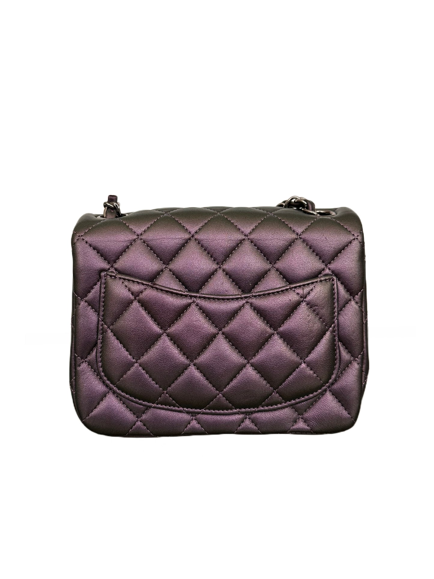 Chanel Square Classic Flap Purple Iridescent Lambskin Mini