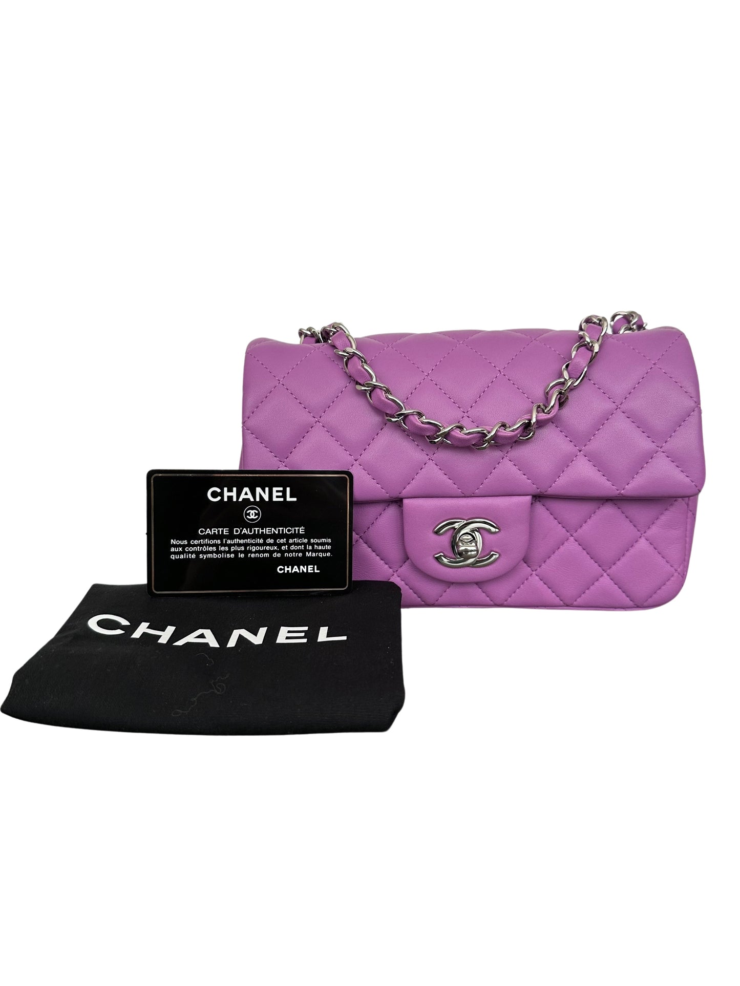 Chanel Mini Rectangular Classic Flap Quilted Lambskin Light Purple 20C