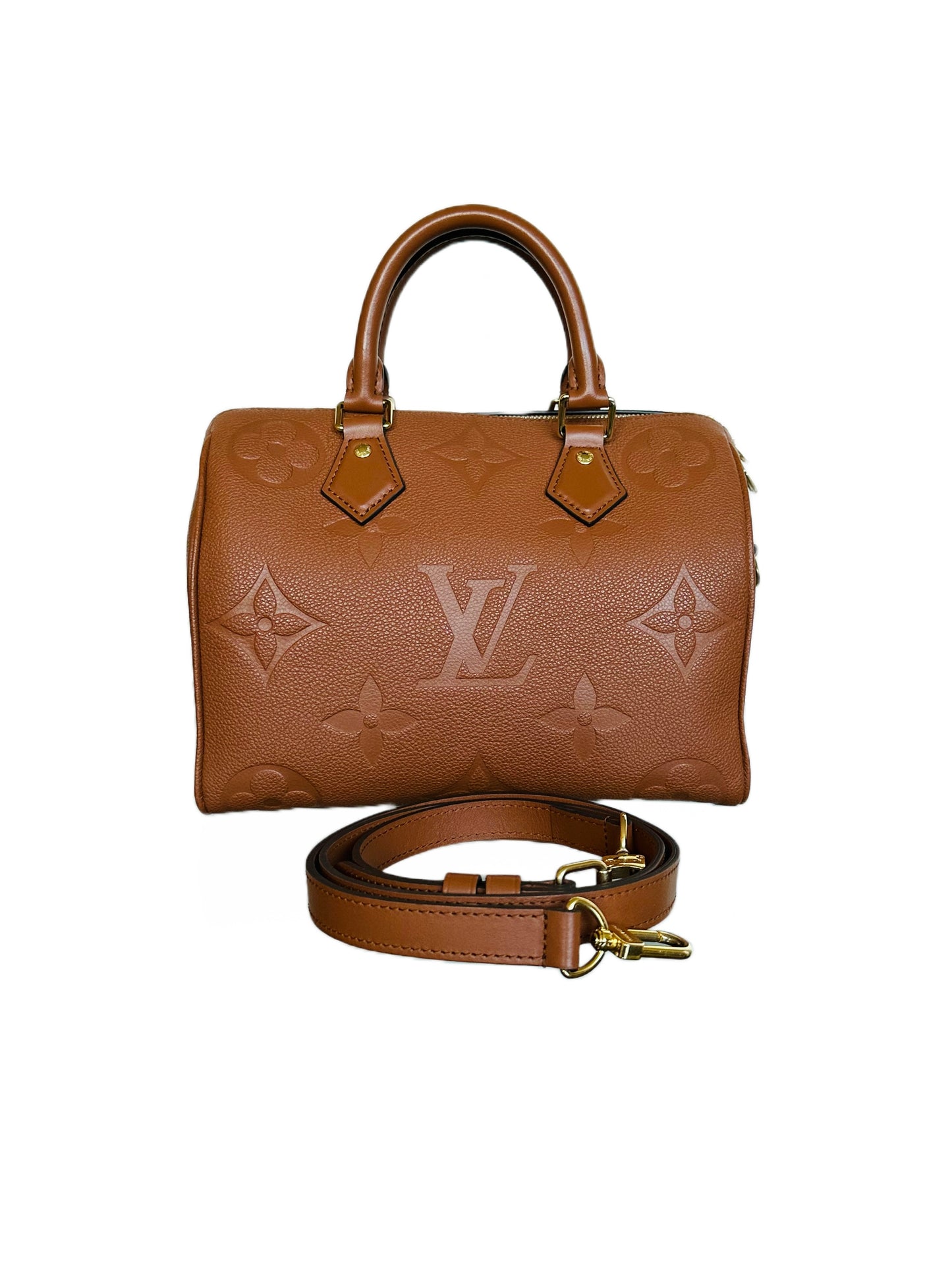 Louis Vuitton Speedy 25 Bandoliere Cognac Handbag Giant Monogram