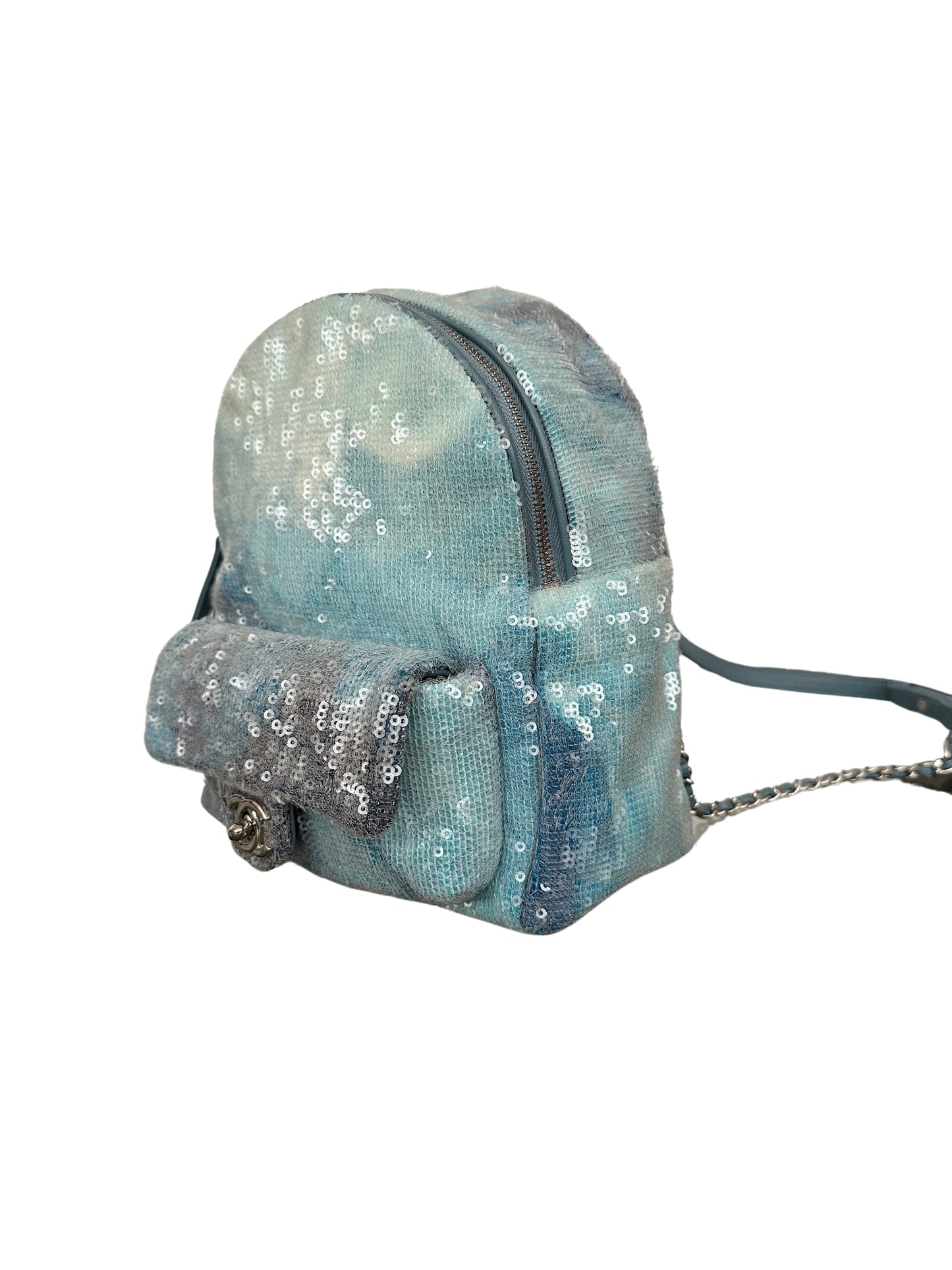 Chanel Waterfall Sequins Tri-Color Backpack Light Blue