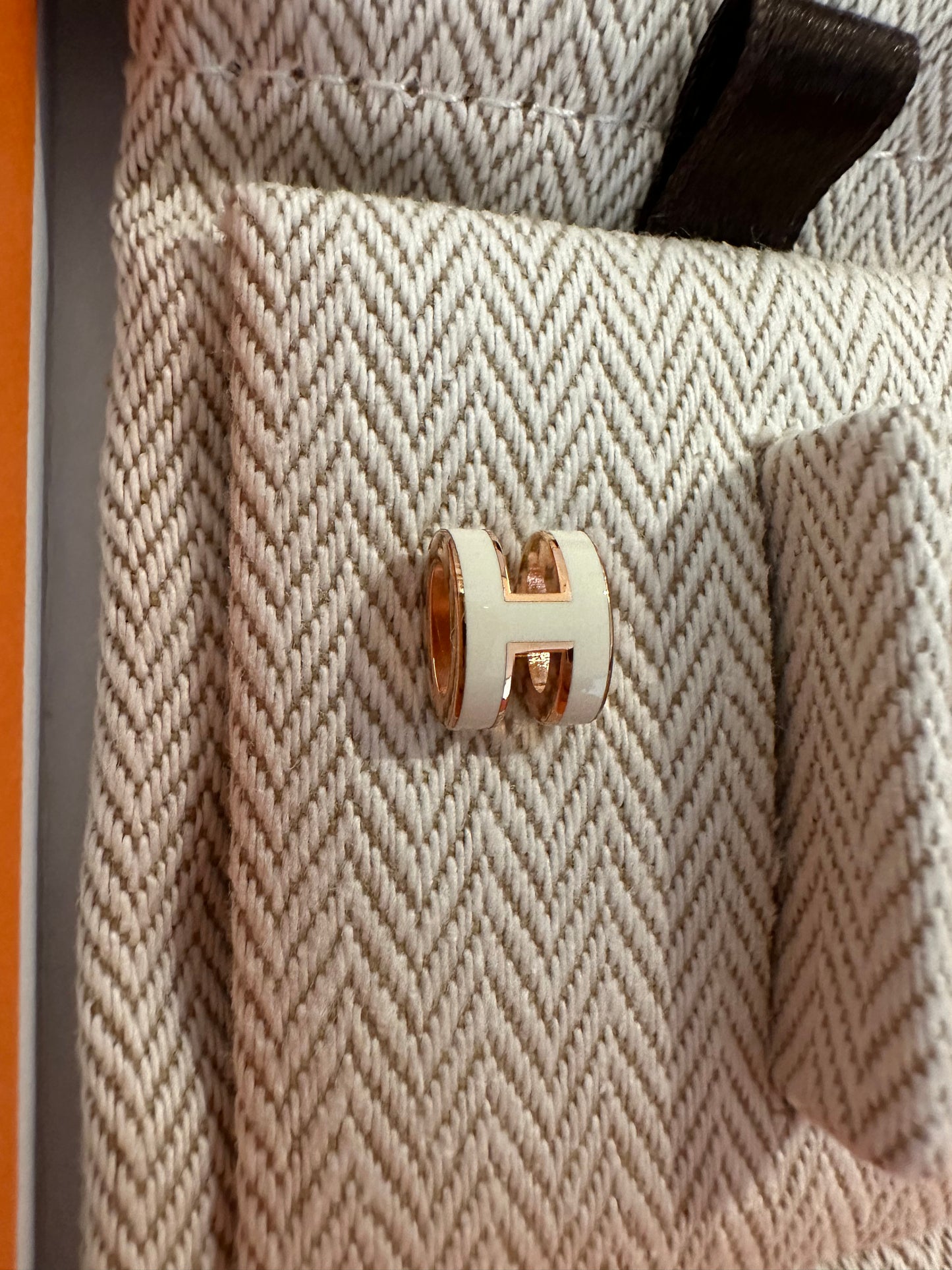 Hermes Mini Pop H Earrings Blanc/Rose Gold