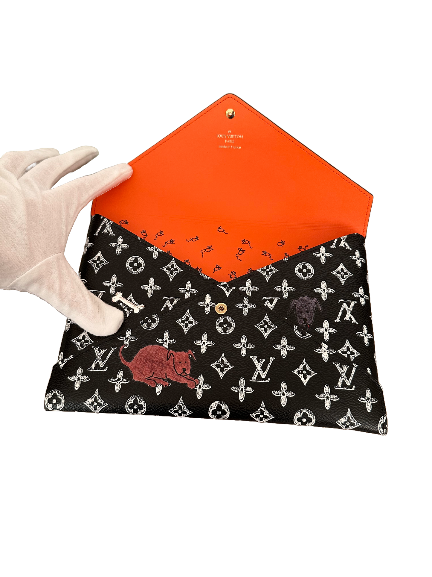 Louis Vuitton Grace Coddington Catogram Trunk Kirigami Envelope Clutch GM Black