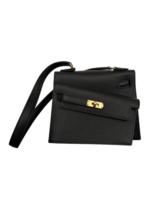 Hermès Kelly Sellier en Desordre 20 Black Epsom Gold Hardware