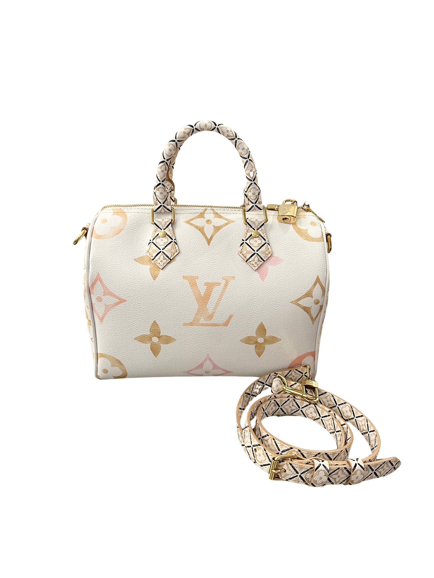 Louis Vuitton By The Pool Speedy Bandouliere 25 Beige Cream Neutral