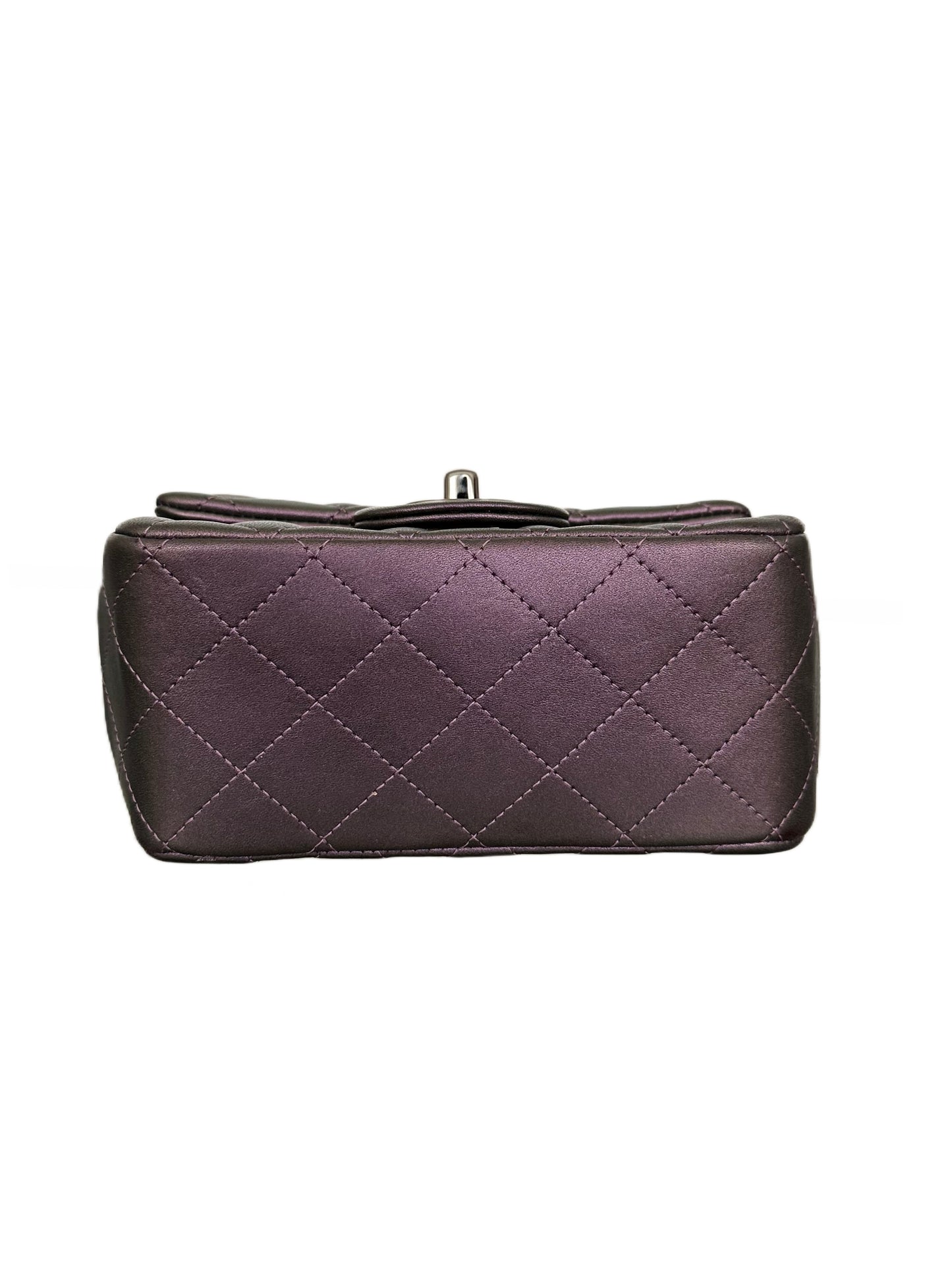 Chanel Square Classic Flap Purple Iridescent Lambskin Mini