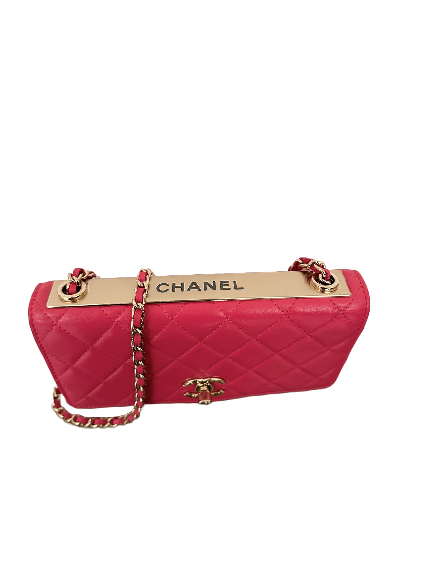 Chanel Trendy CC Wallet on Chain Quilted Flap Lambskin Hot Pink GHW