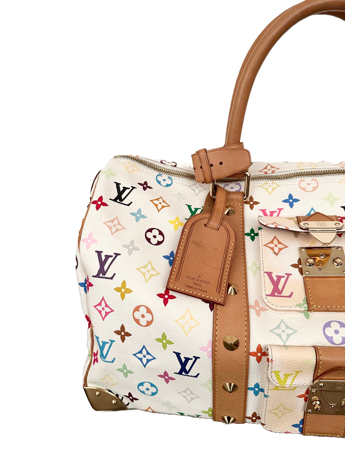 Louis Vuitton Keepall 45 Takashi Murakami White Multicolor Monogram Travel Bag