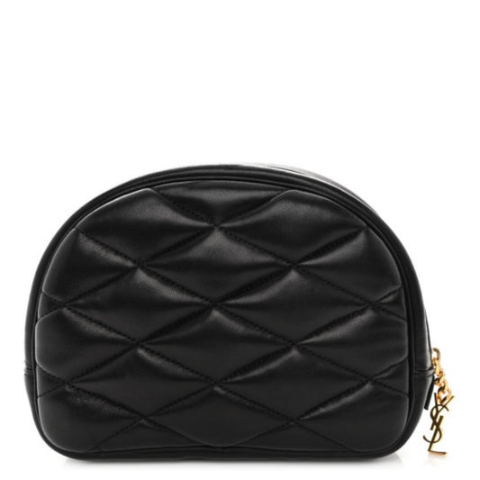 Saint Laurent Lambskin Quilted Lolita Large Cosmetic Pouch Black