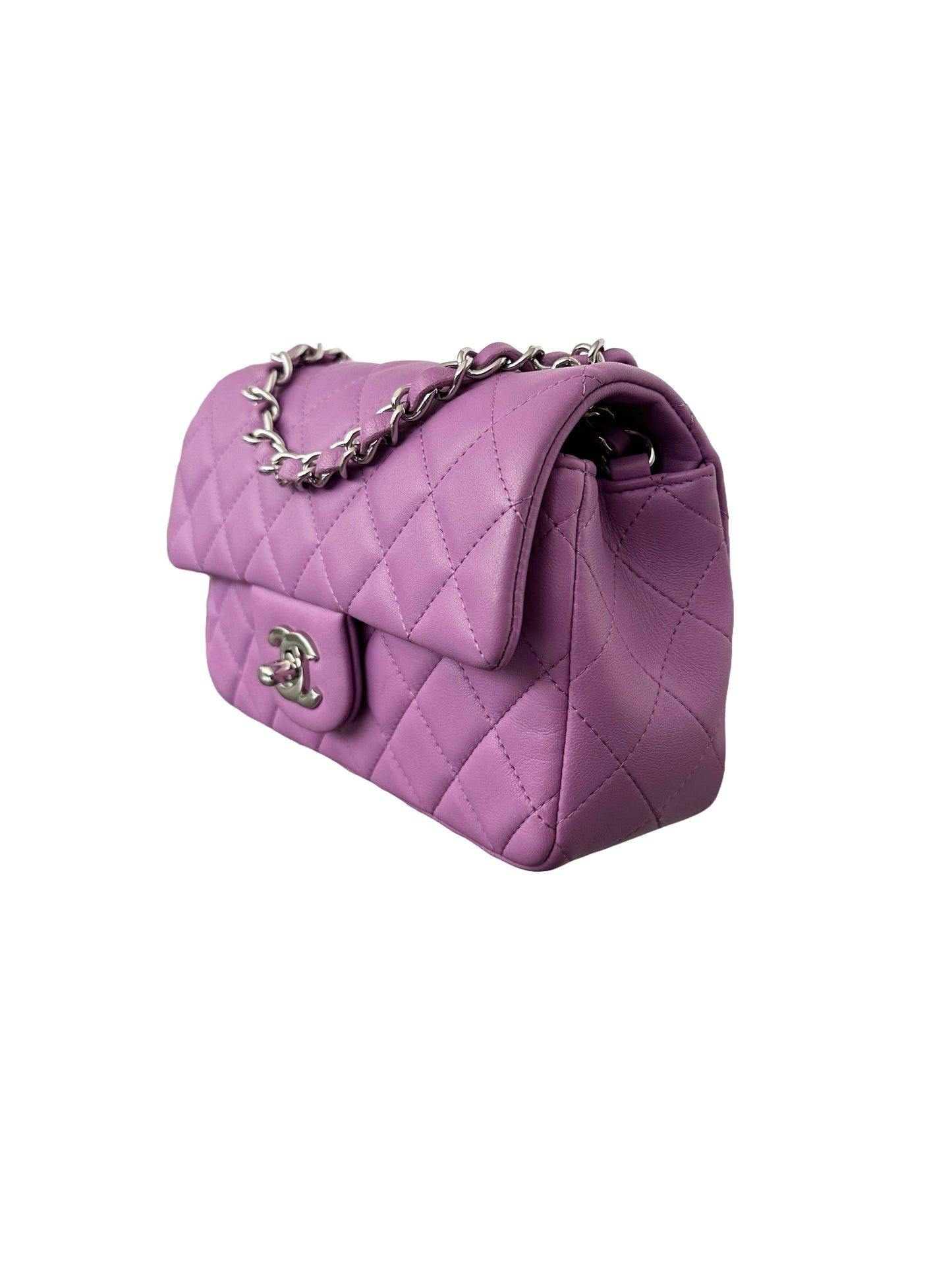 Chanel Mini Rectangular Classic Flap Quilted Lambskin Light Purple 20C