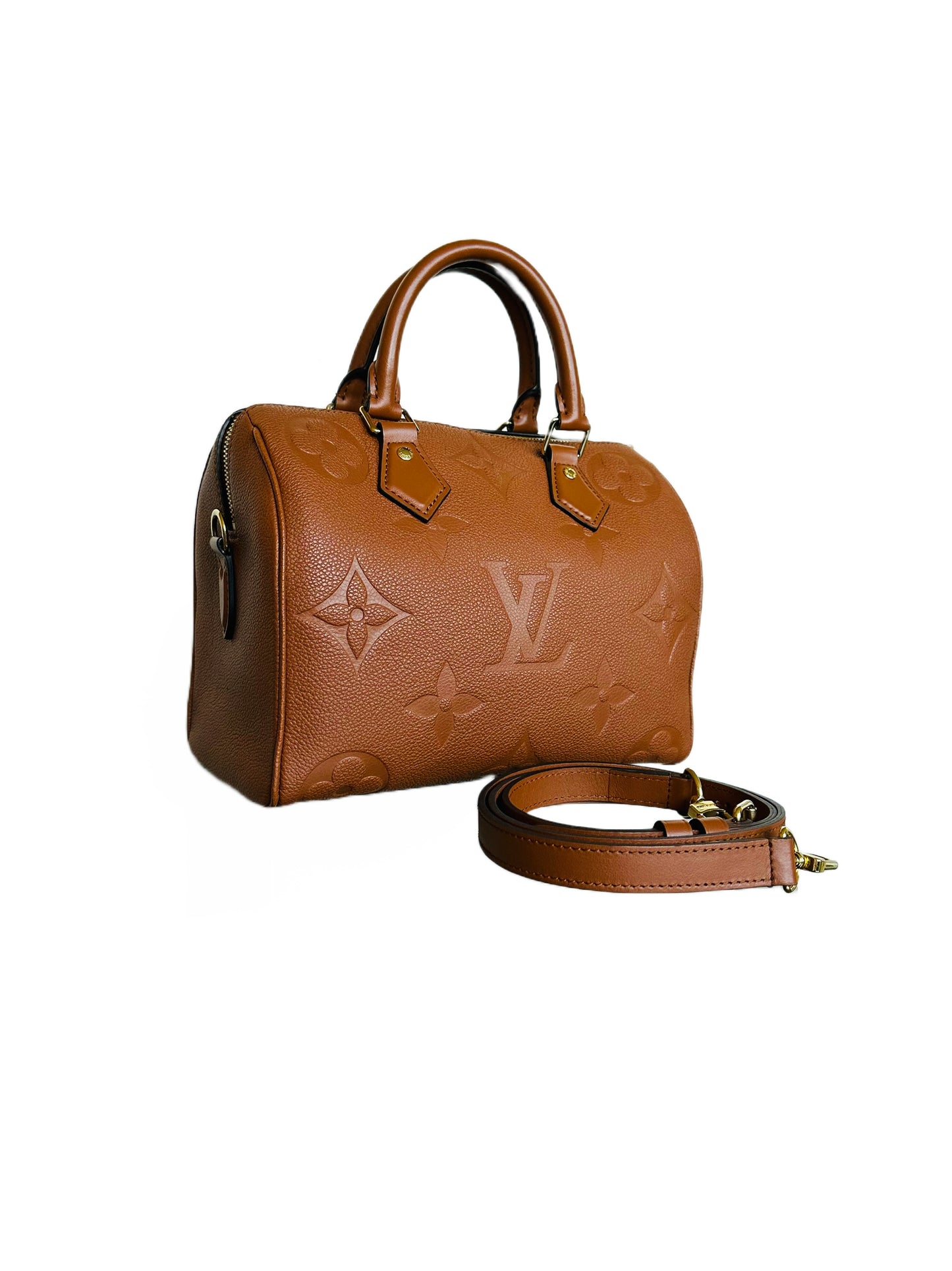 Louis Vuitton Speedy 25 Bandoliere Cognac Handbag Giant Monogram