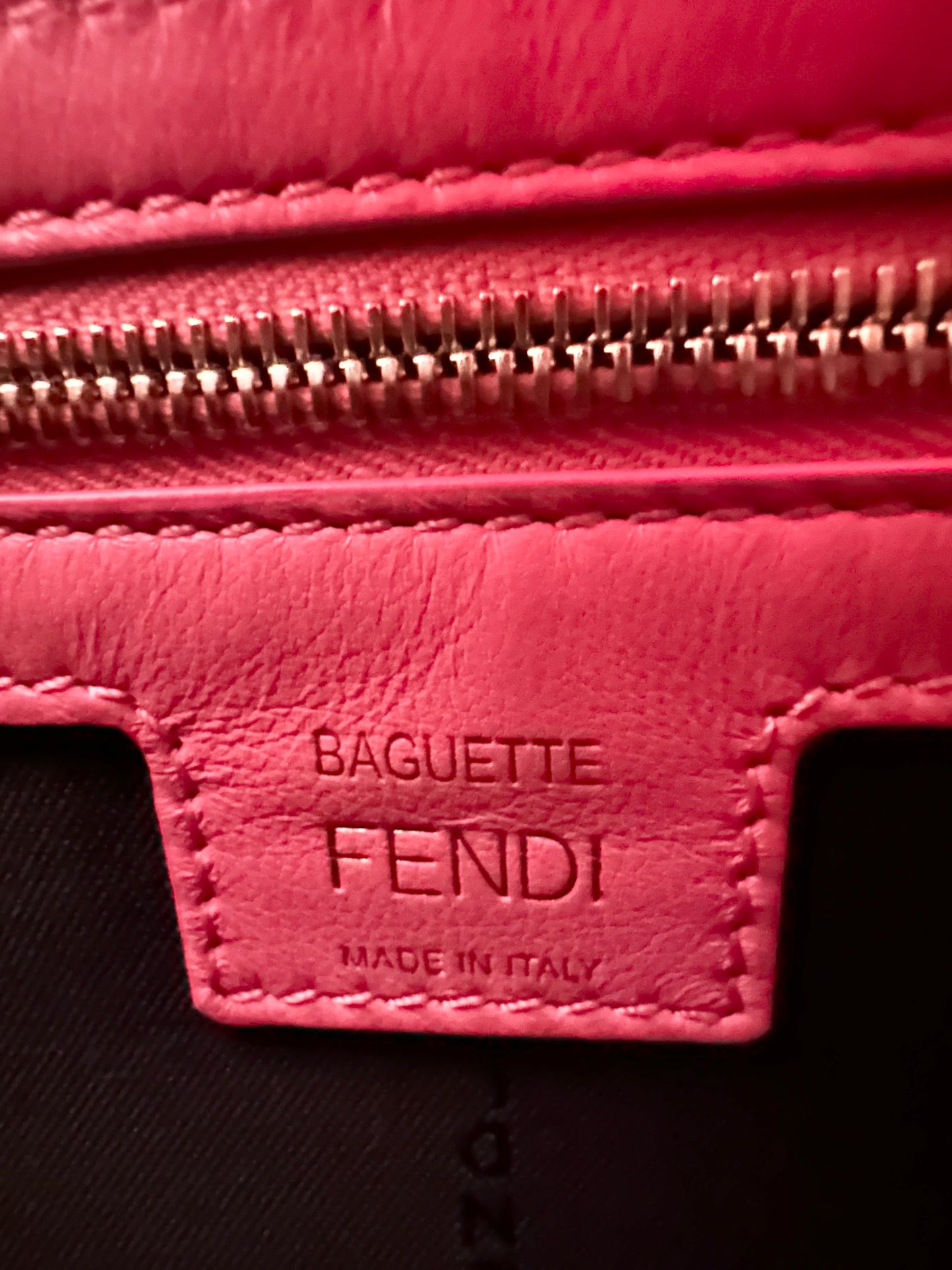 Fendi Baguette NM Bag Zucca Embossed Leather Large Pink