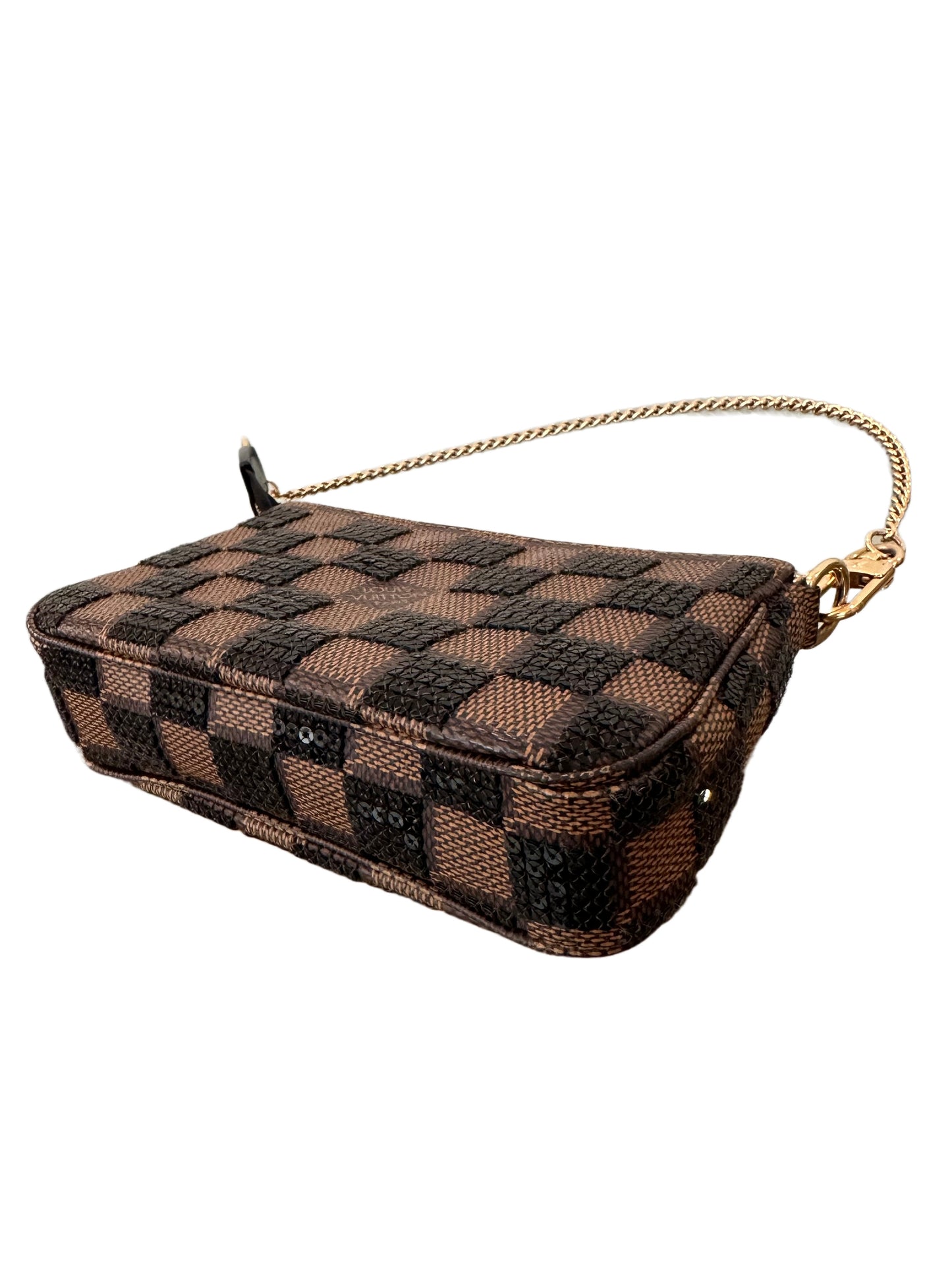 Louis Vuitton Damier Paillettes Pochette Accessories Ebene Black Sequins