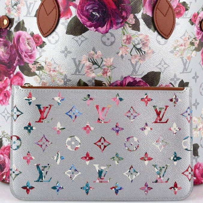 Louis Vuitton Metallic Monogram LV Garden Neverfull MM Silver