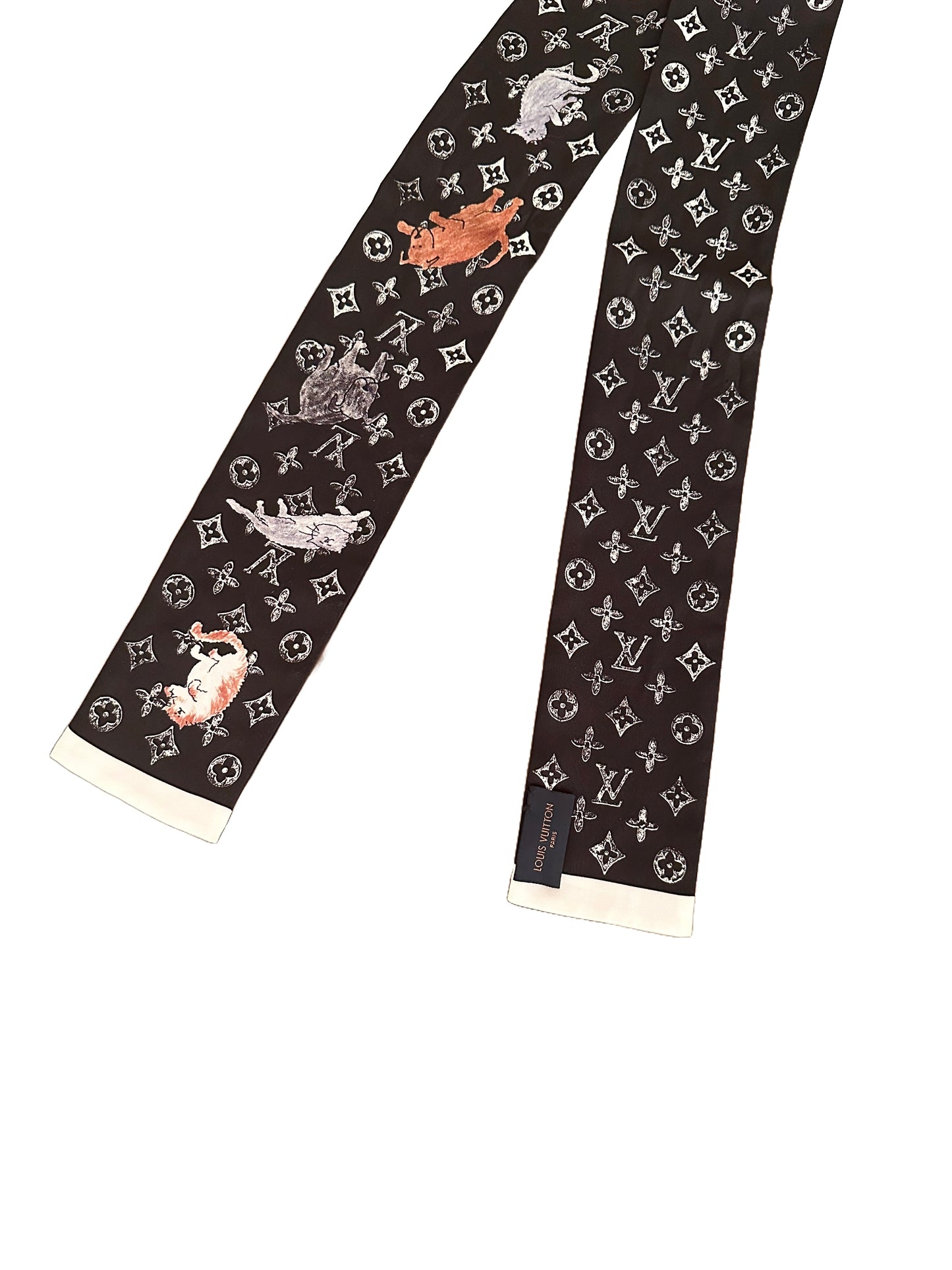 Louis Vuitton Grace Coddington Black Catogram Silk Bandeau Scarf