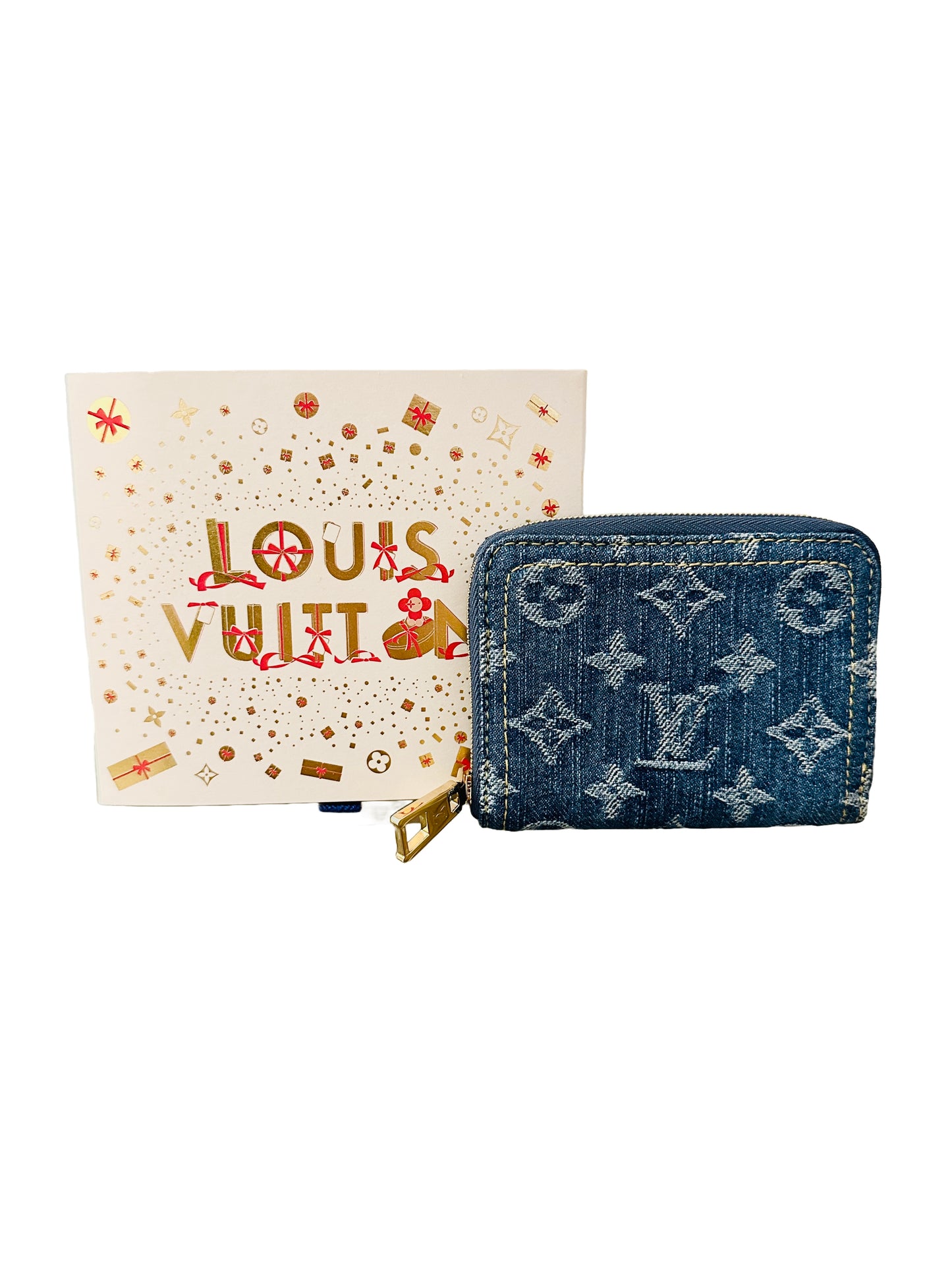 Louis Vuitton Denim Monogram Zippy Coin Purse Blue Wallet Remix