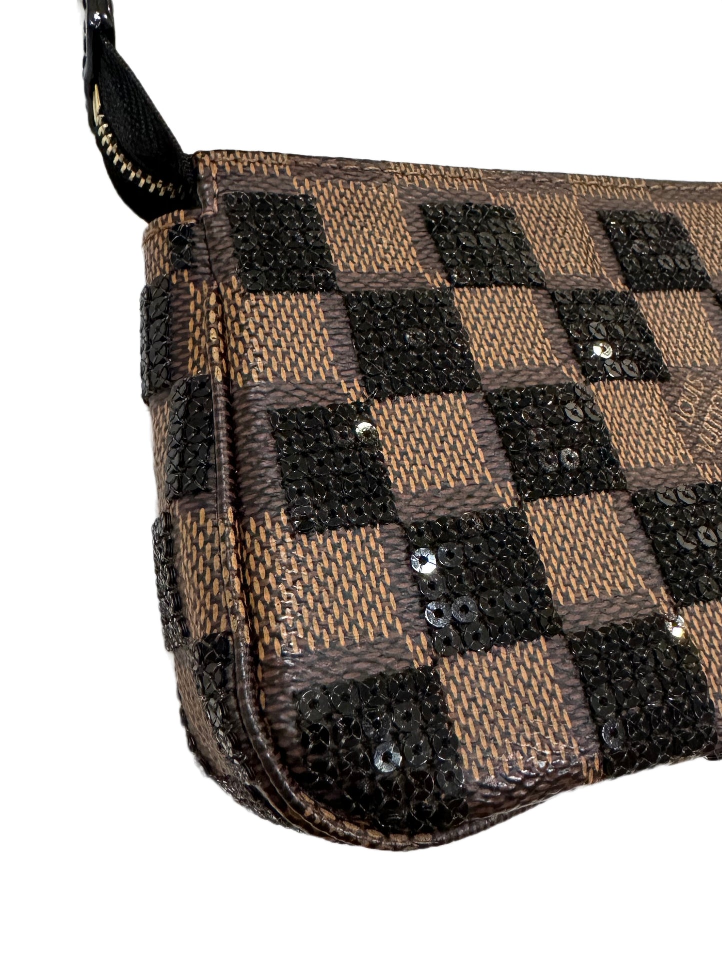 Louis Vuitton Damier Paillettes Pochette Accessories Ebene Black Sequins