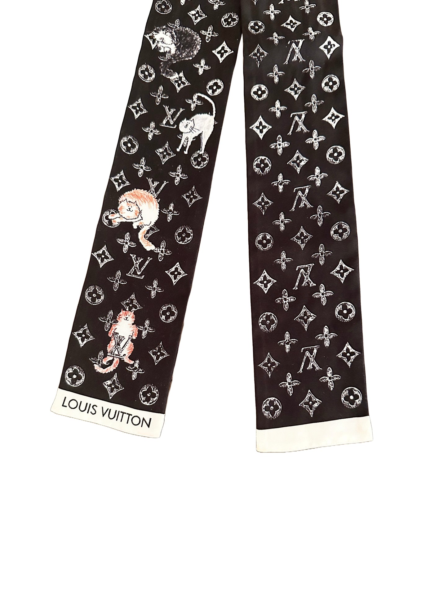 Louis Vuitton Grace Coddington Black Catogram Silk Bandeau Scarf