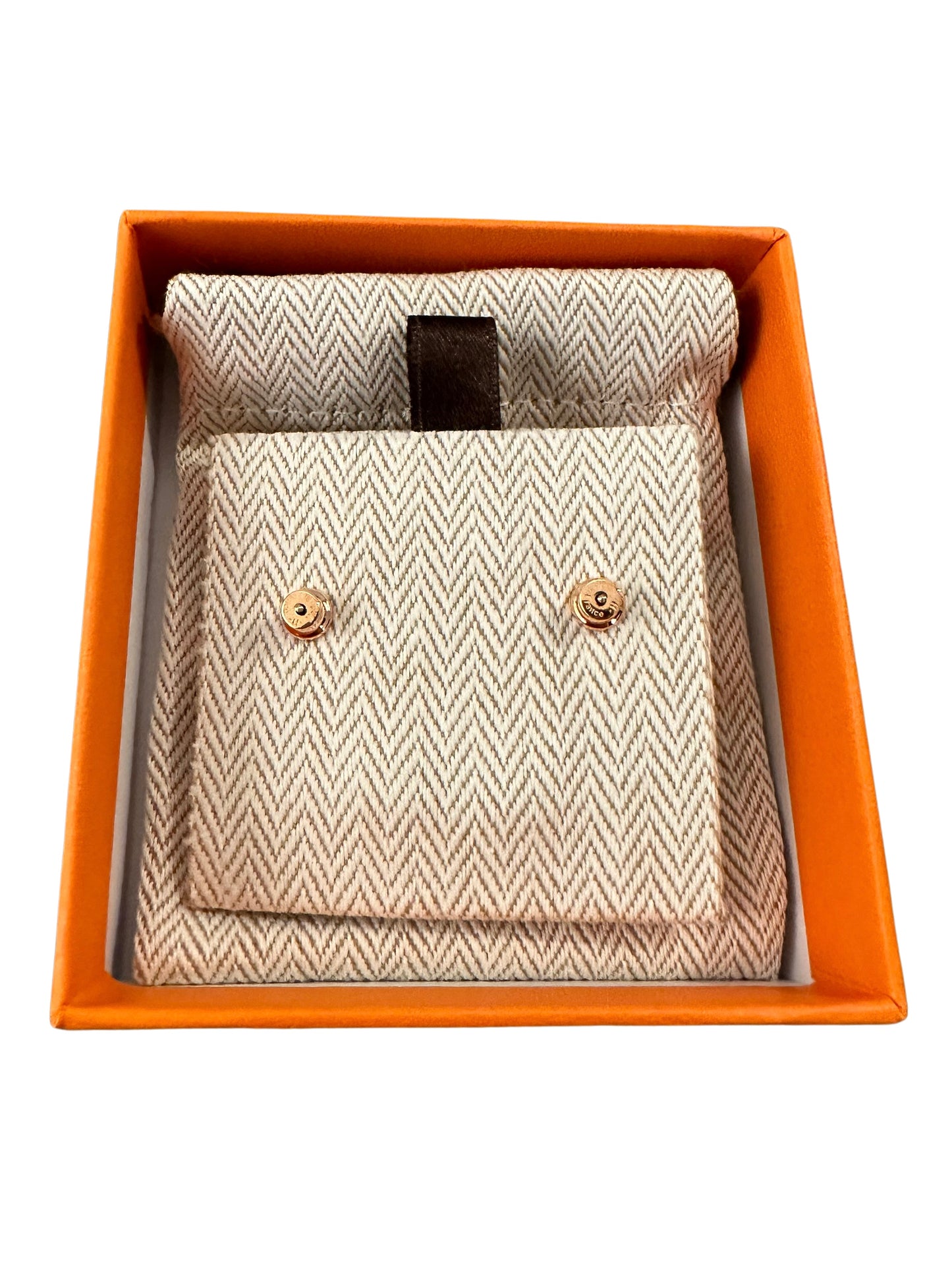 Hermes Mini Pop H Earrings Blanc/Rose Gold