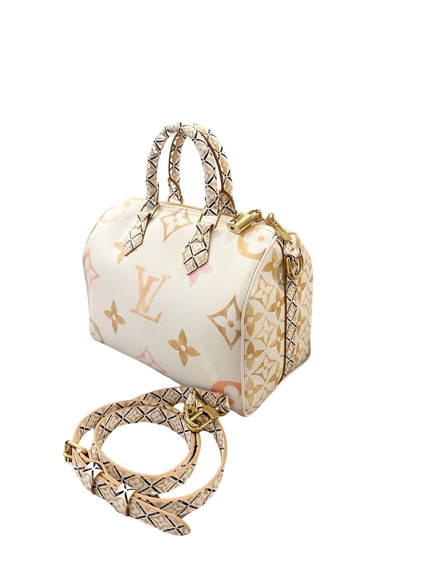 Louis Vuitton By The Pool Speedy Bandouliere 25 Beige Cream Neutral