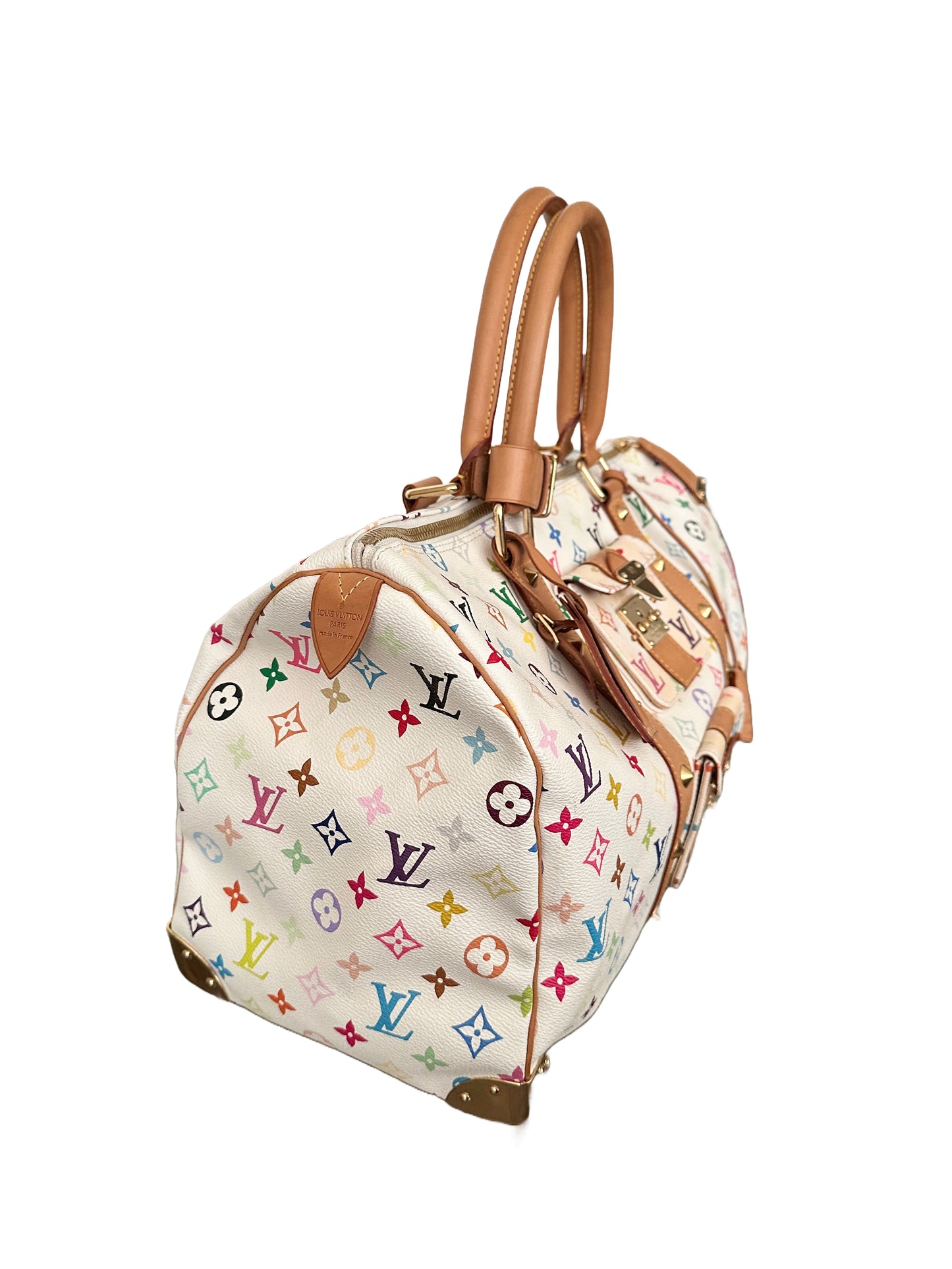 Louis Vuitton Keepall 45 Takashi Murakami White Multicolor Monogram Travel Bag