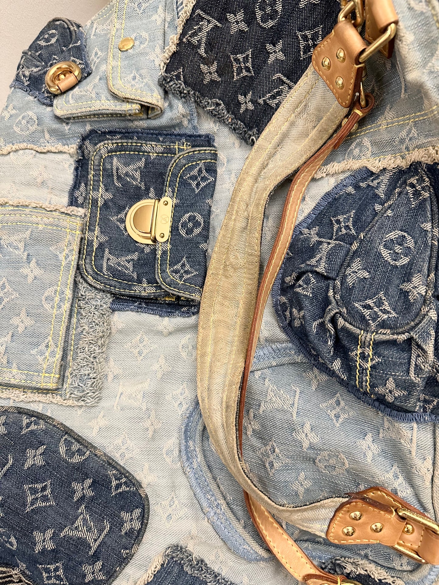 Louis Vuitton Monogram Denim Patchwork Cabby Tote