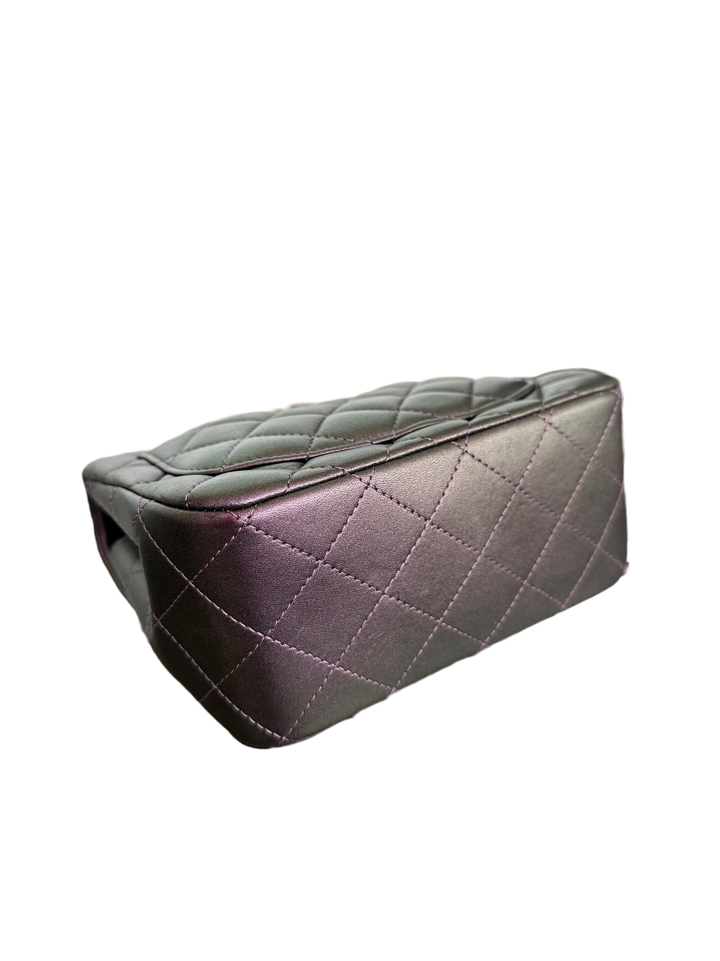 Chanel Square Classic Flap Purple Iridescent Lambskin Mini