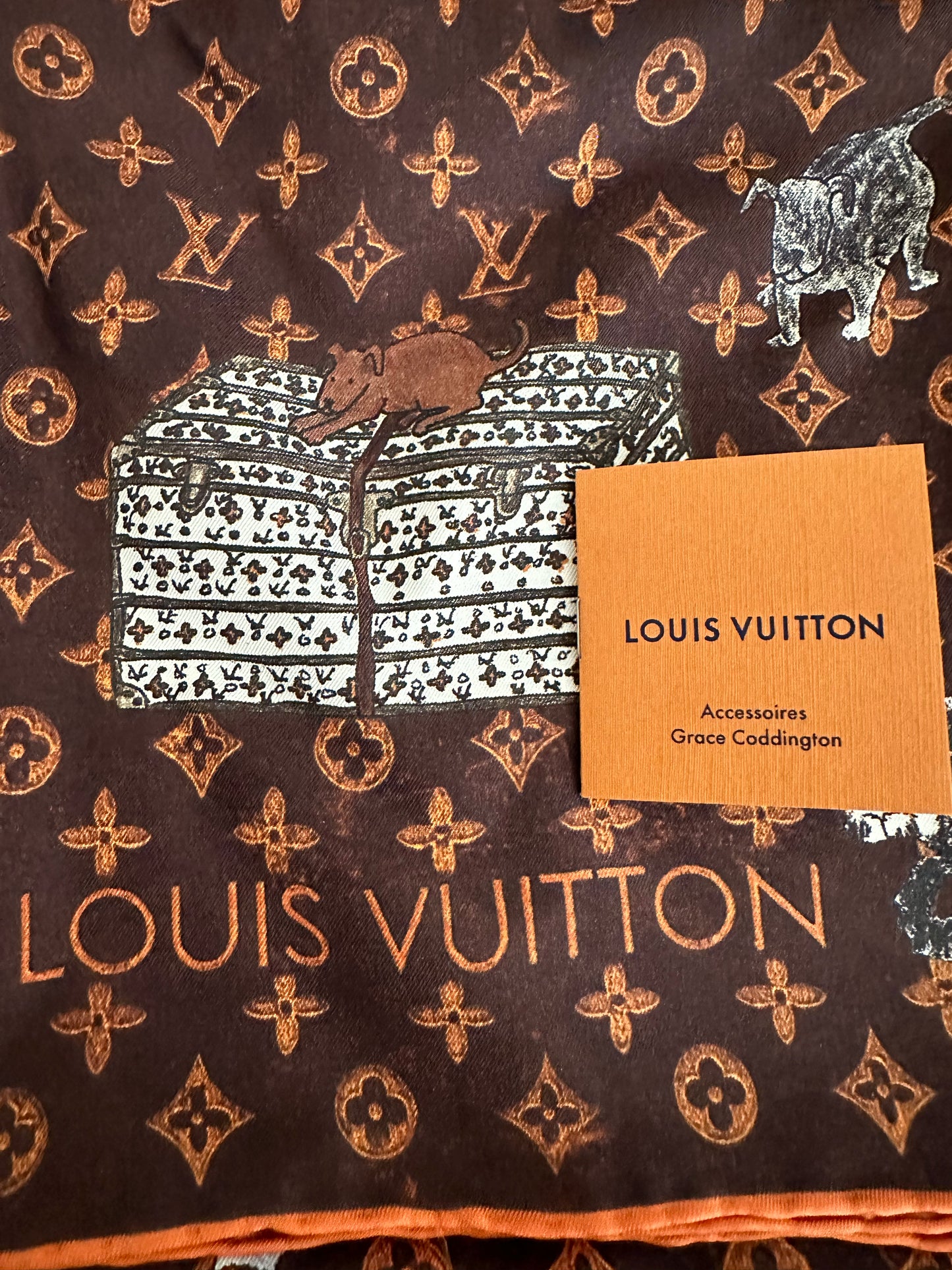 Louis Vuitton Grace Coddington Catogram Silk Scarf