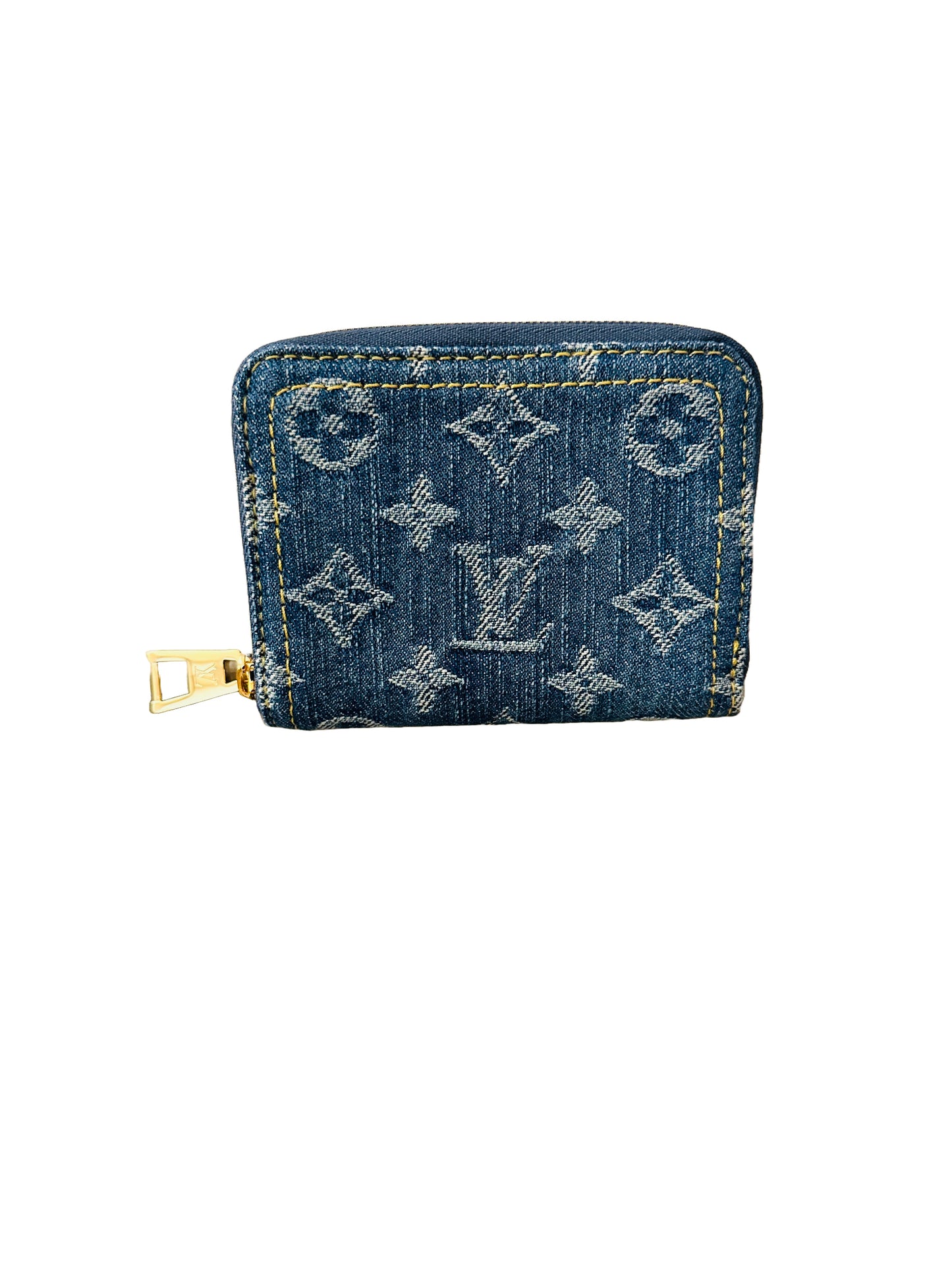 Louis Vuitton Denim Monogram Zippy Coin Purse Blue Wallet Remix