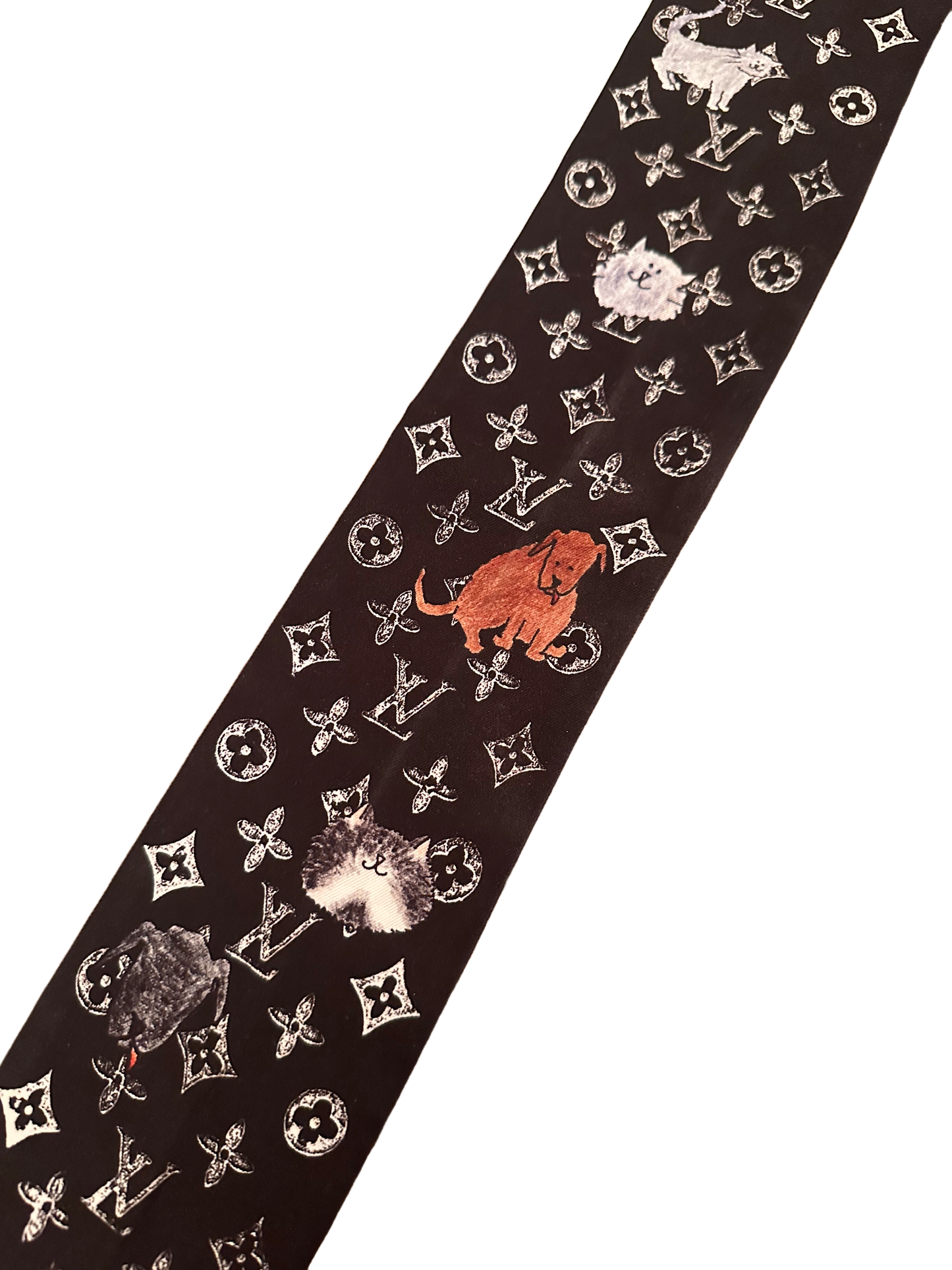 Louis Vuitton Grace Coddington Black Catogram Silk Bandeau Scarf