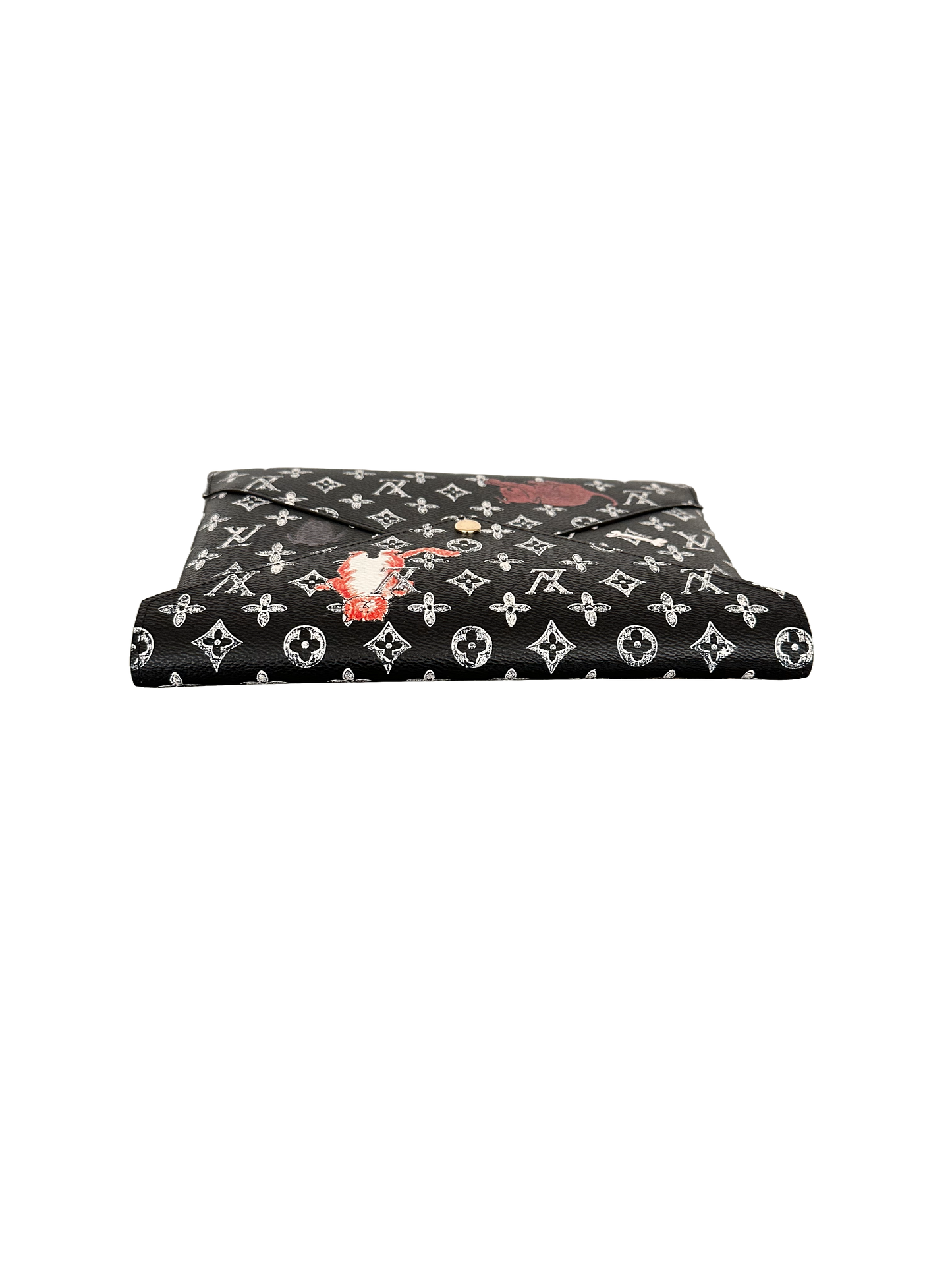 Louis Vuitton Grace Coddington Catogram Trunk Kirigami Envelope Clutch GM Black