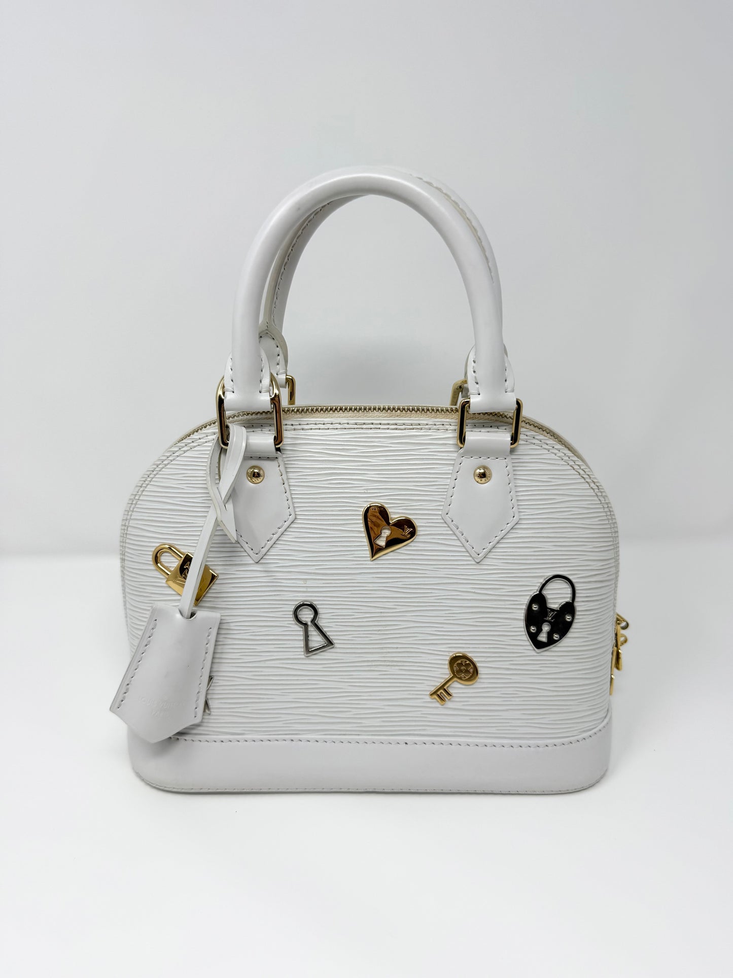 Louis Vuitton Alma BB Love Lock Epi White