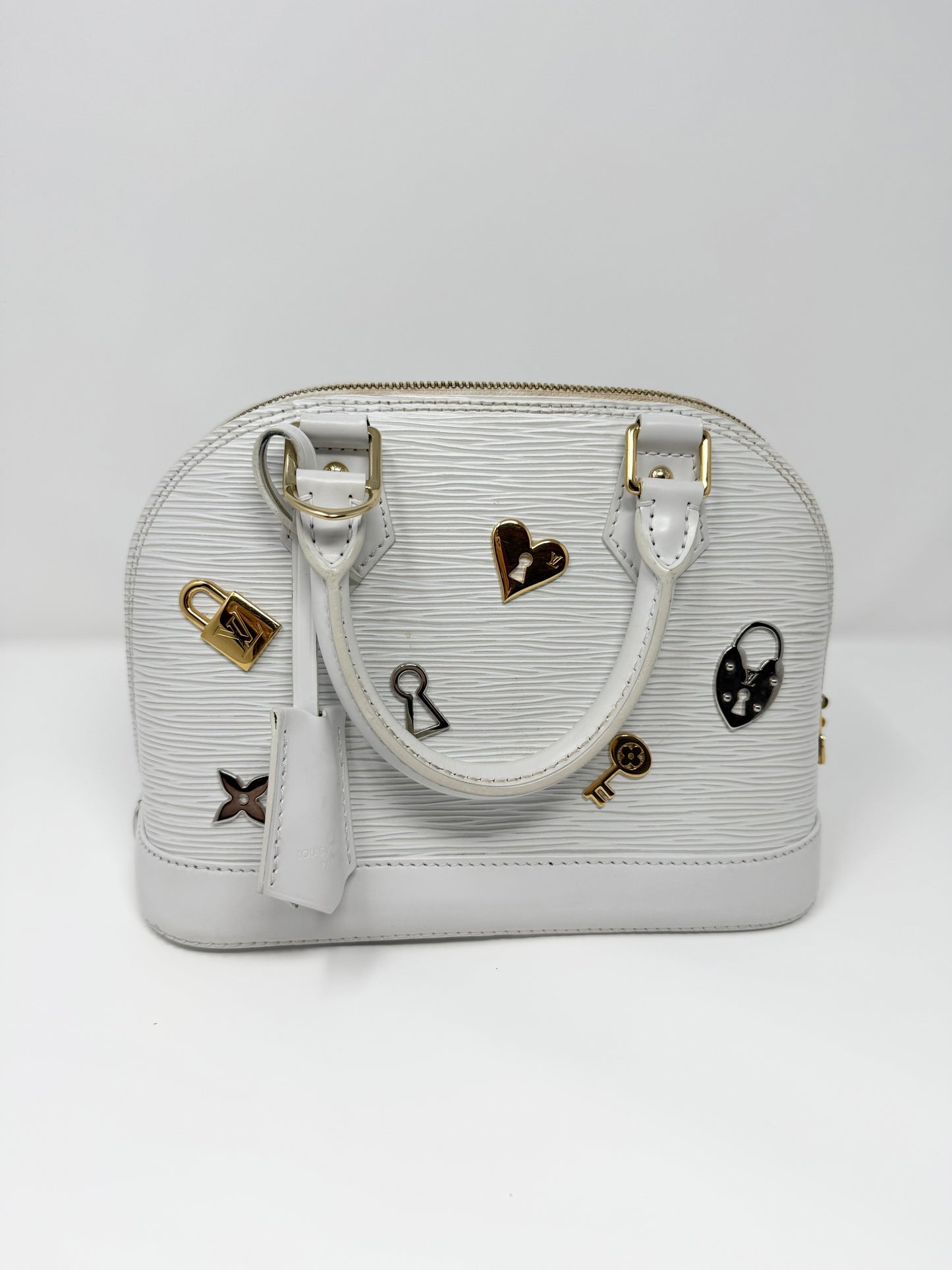 Louis Vuitton Alma BB Love Lock Epi White