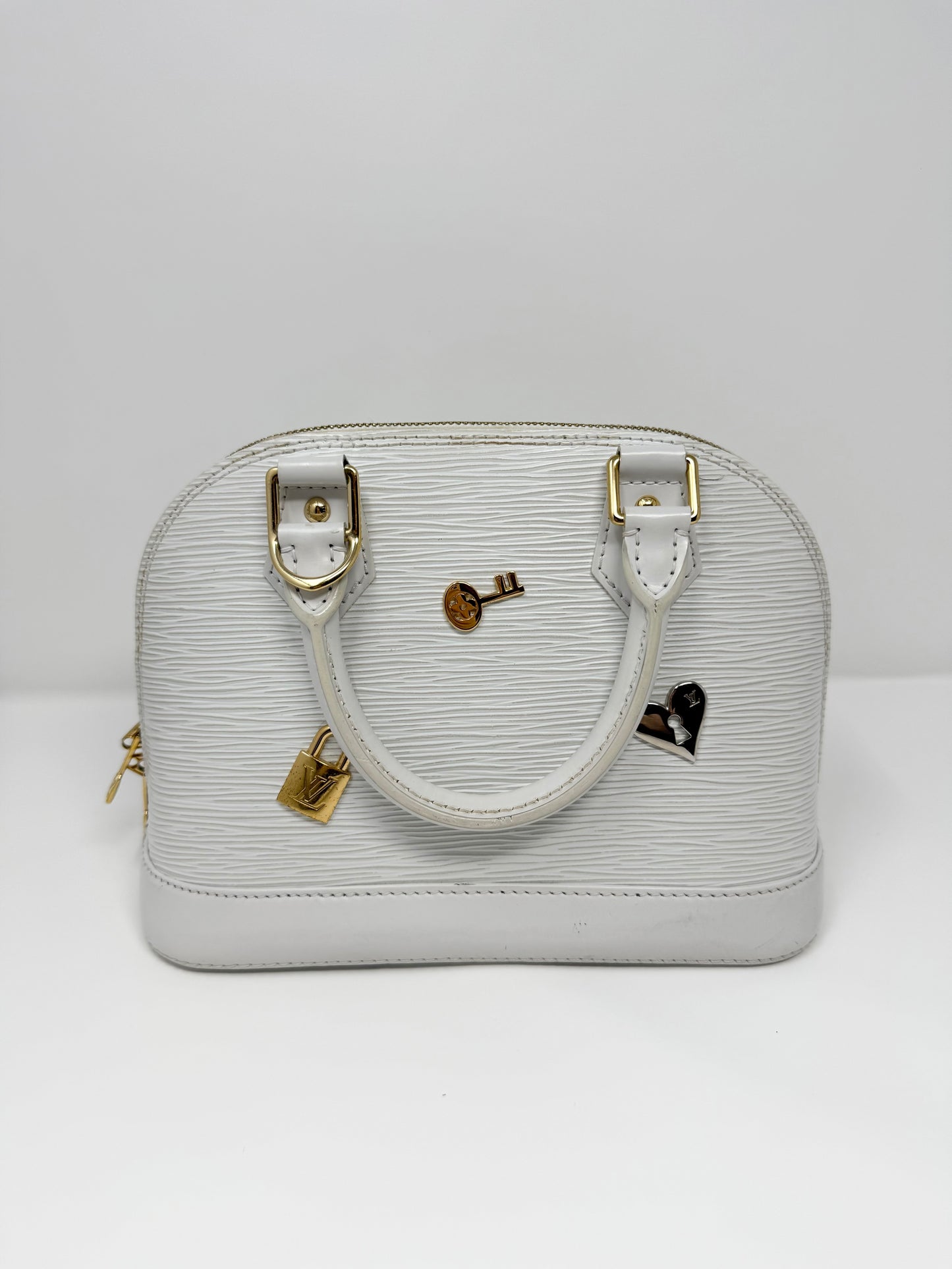 Louis Vuitton Alma BB Love Lock Epi White