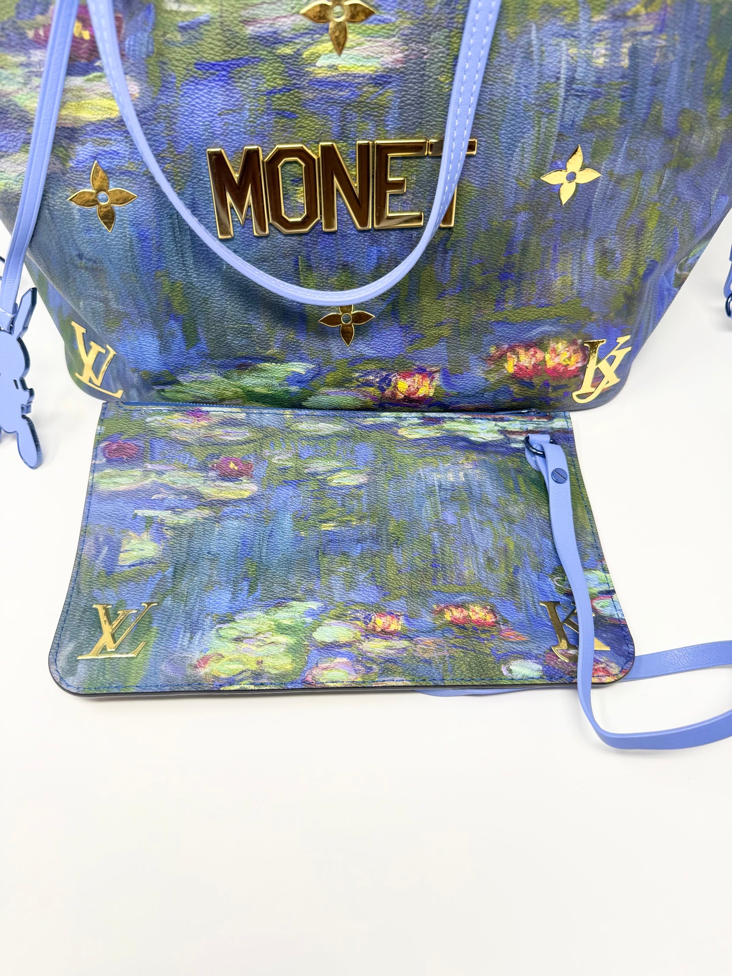 Louis Vuitton Monet Neverfull MM w/ Pouch Masters Collection Lillies Multicolor