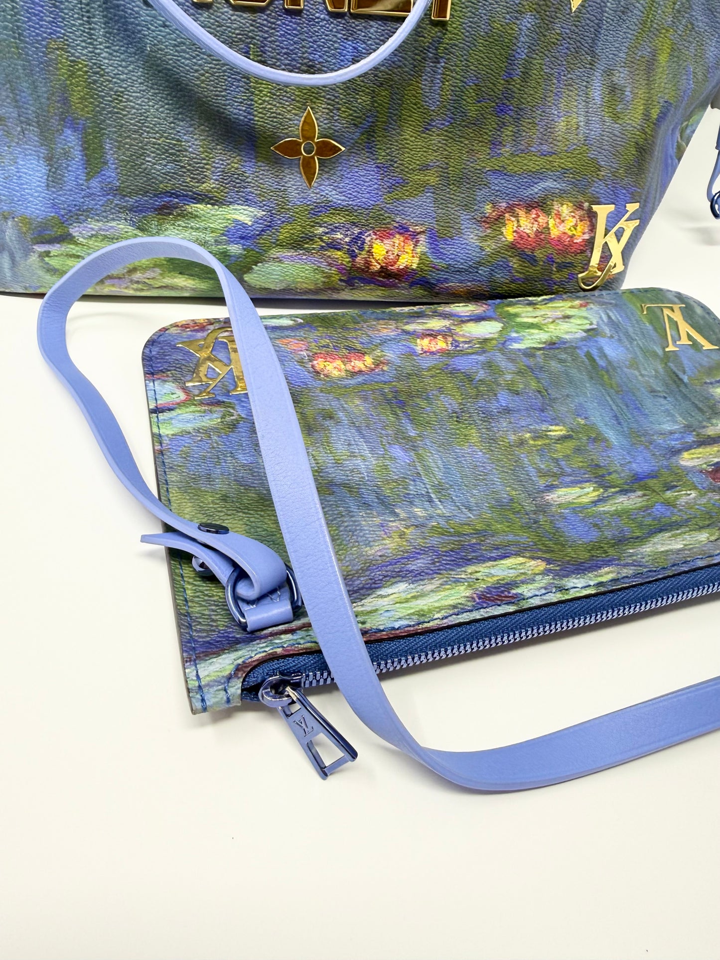 Louis Vuitton Monet Neverfull MM w/ Pouch Masters Collection Lillies Multicolor