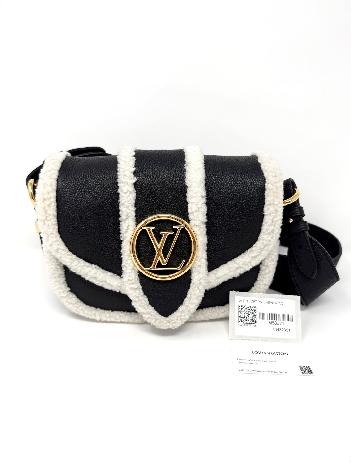 Louis Vuitton Pont 9 Soft PM Shearling Noir LV Ski Crossbody Cream Black
