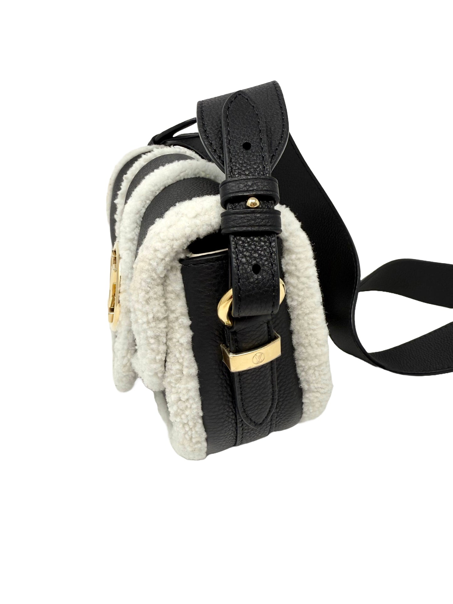 Louis Vuitton Pont 9 Soft PM Shearling Noir LV Ski Crossbody Cream Black
