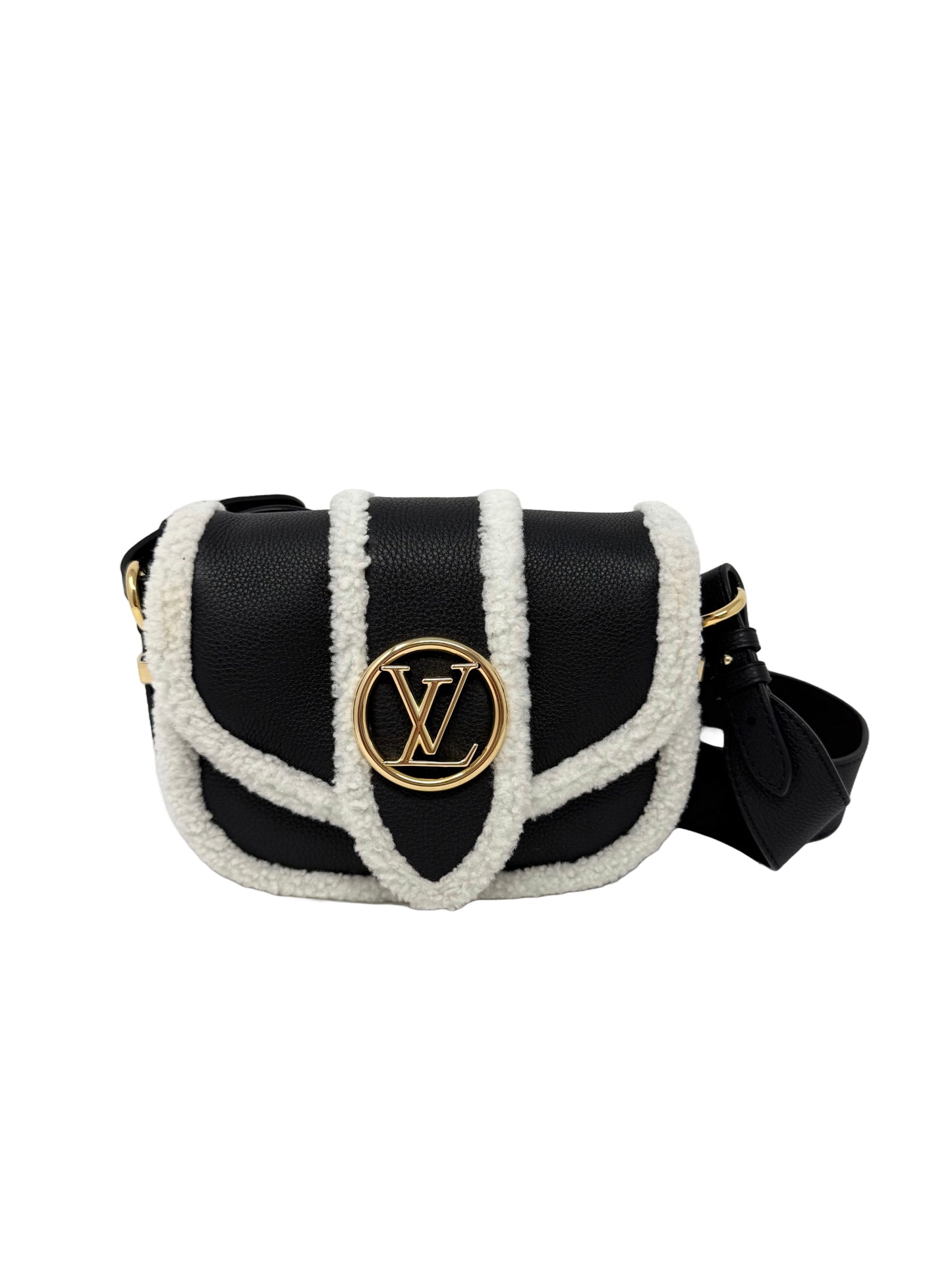 Louis Vuitton Pont 9 Soft PM Shearling Noir LV Ski Crossbody Cream Black