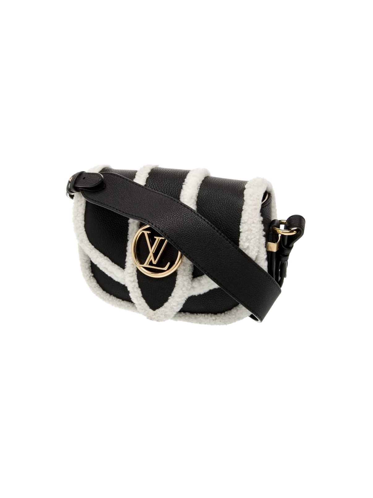 Louis Vuitton Pont 9 Soft PM Shearling Noir LV Ski Crossbody Cream Black