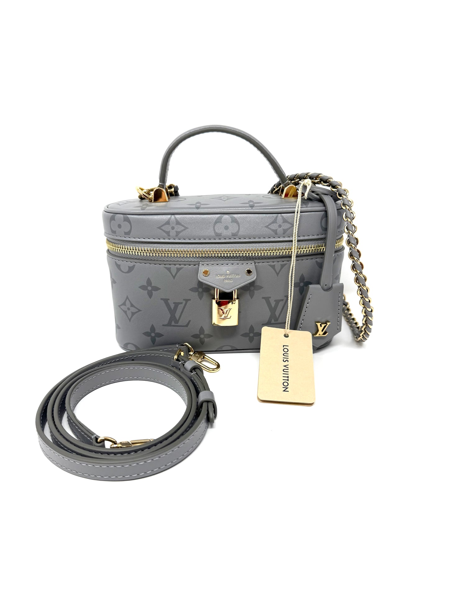 Louis Vuitton Vanity Chain Pouch Monogram Ink Trianon Gray