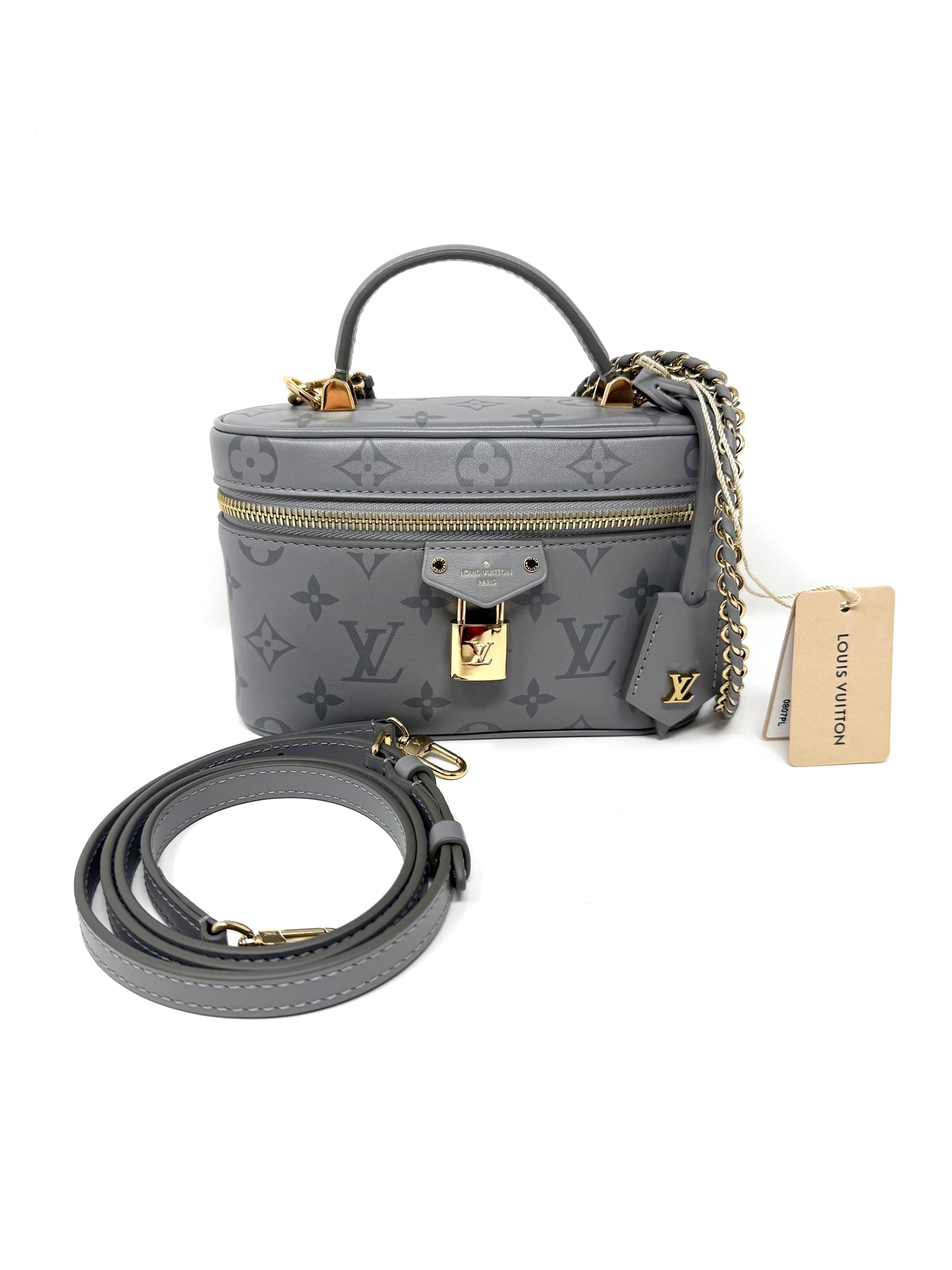 Louis Vuitton Vanity Chain Pouch Monogram Ink Trianon Gray