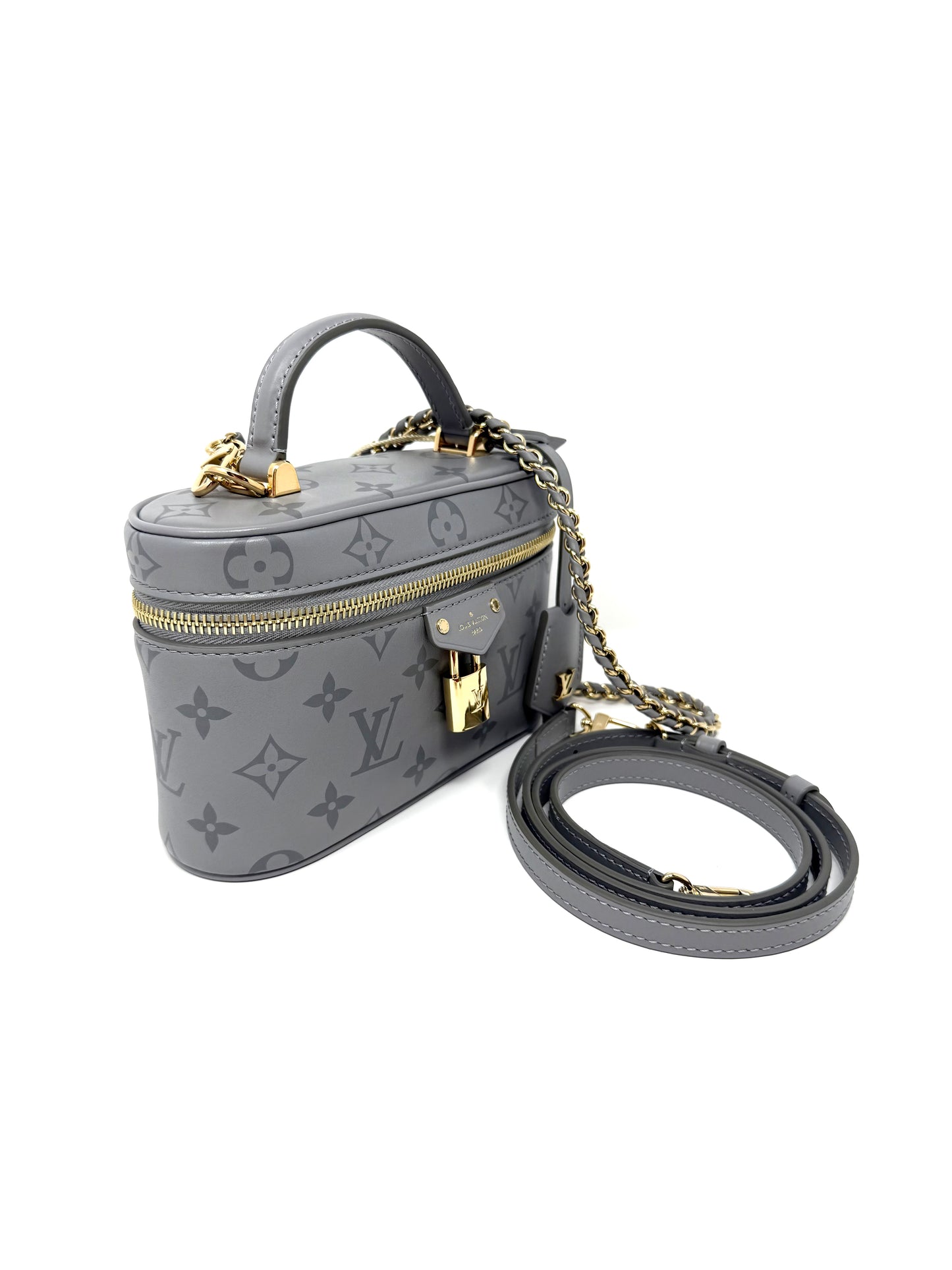 Louis Vuitton Vanity Chain Pouch Monogram Ink Trianon Gray