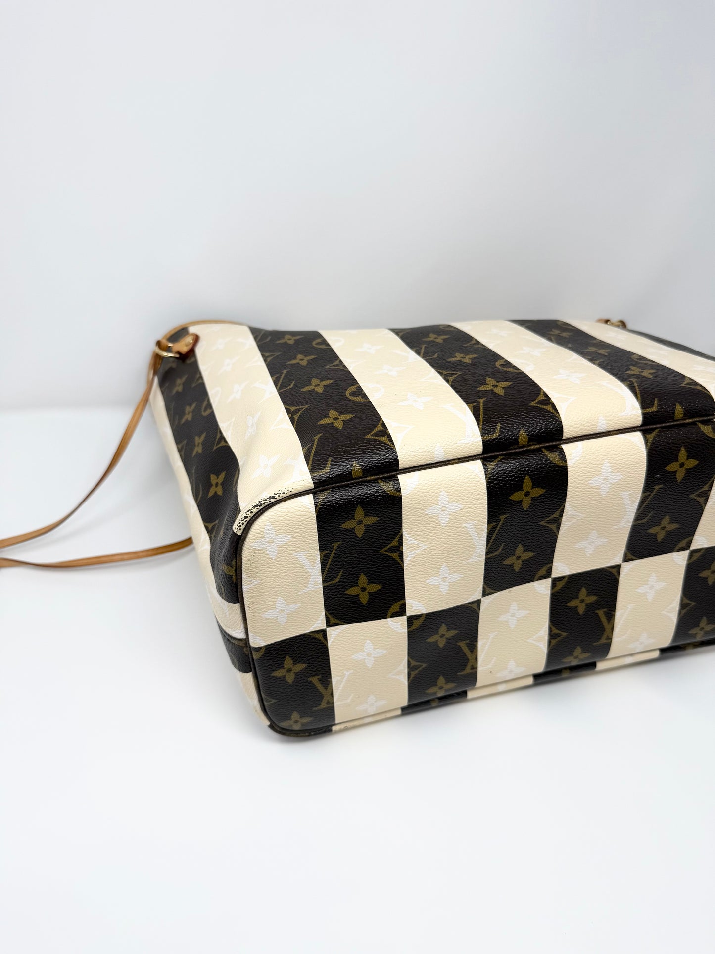 Louis Vuitton Rayures Neverfull MM Monogram Brown Cream Striped