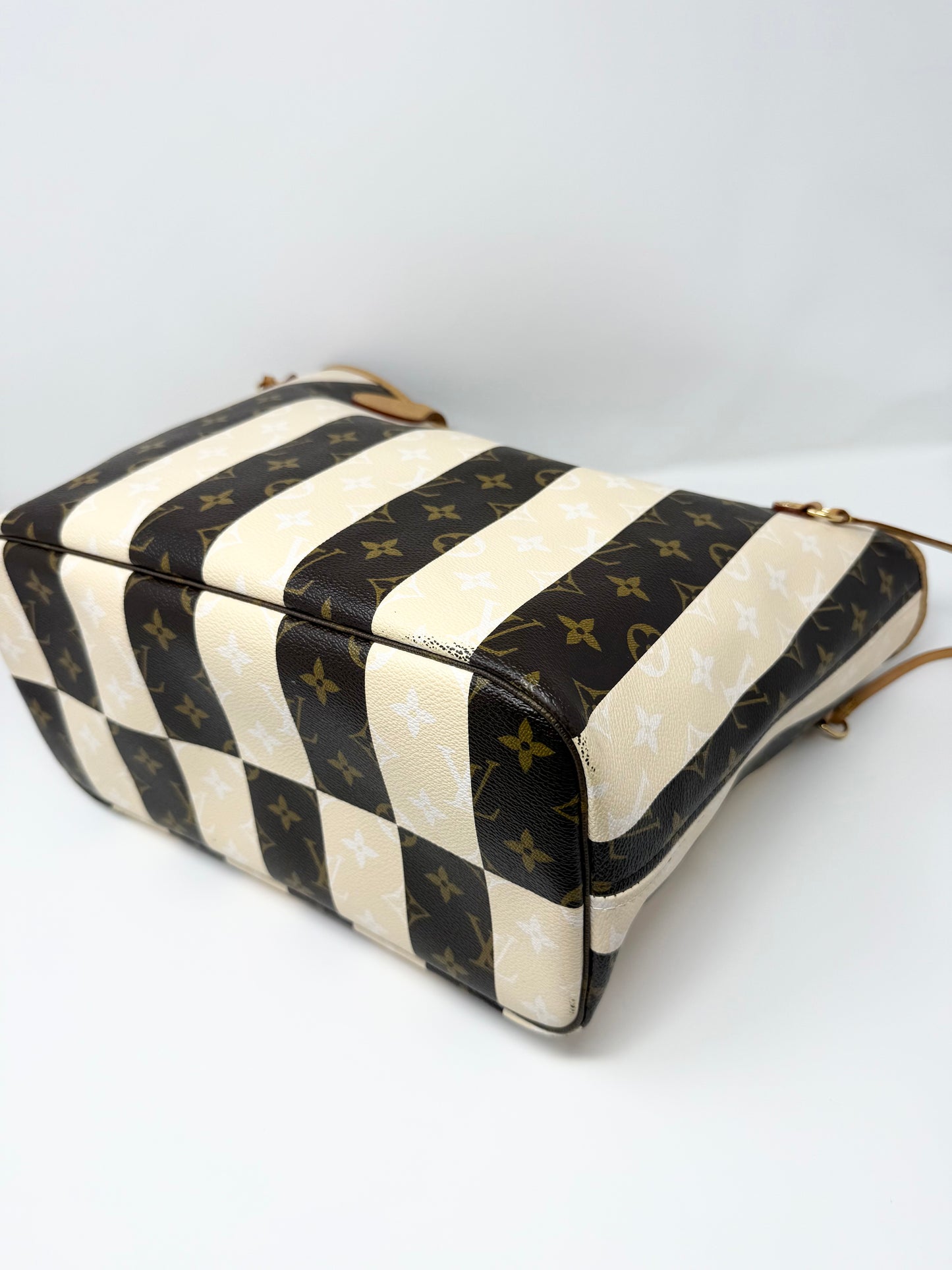Louis Vuitton Rayures Neverfull MM Monogram Brown Cream Striped