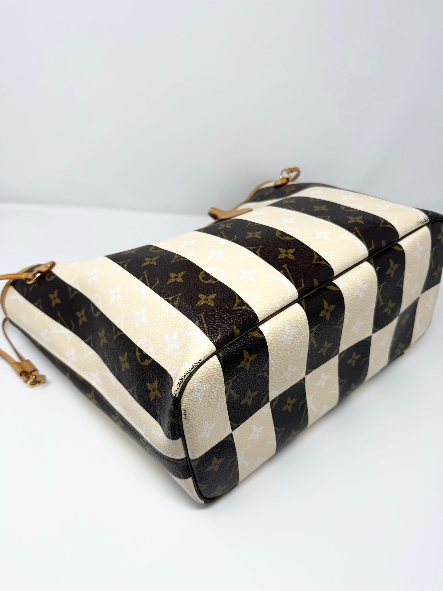 Louis Vuitton Rayures Neverfull MM Monogram Brown Cream Striped