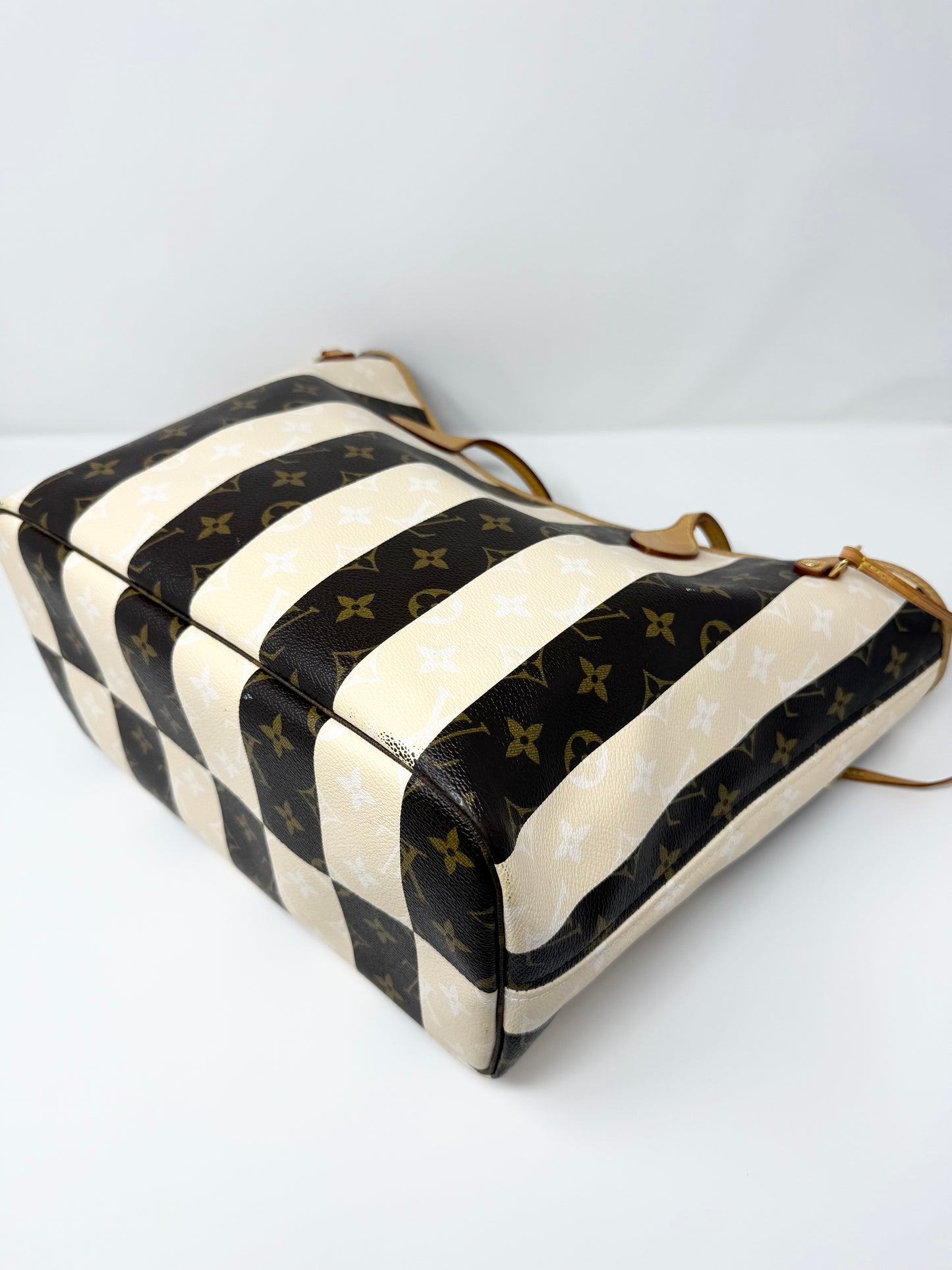Louis Vuitton Rayures Neverfull MM Monogram Brown Cream Striped