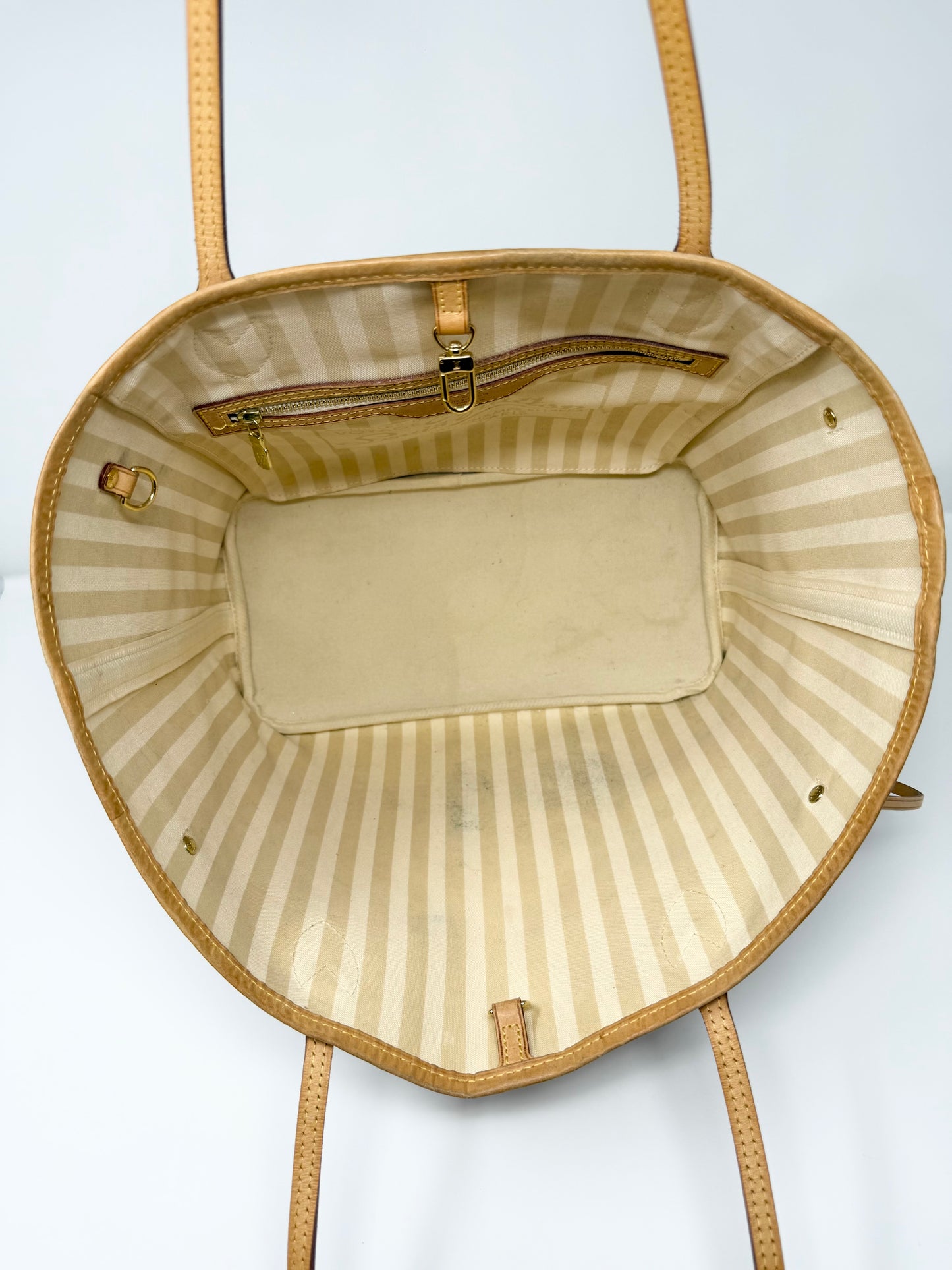 Louis Vuitton Rayures Neverfull MM Monogram Brown Cream Striped