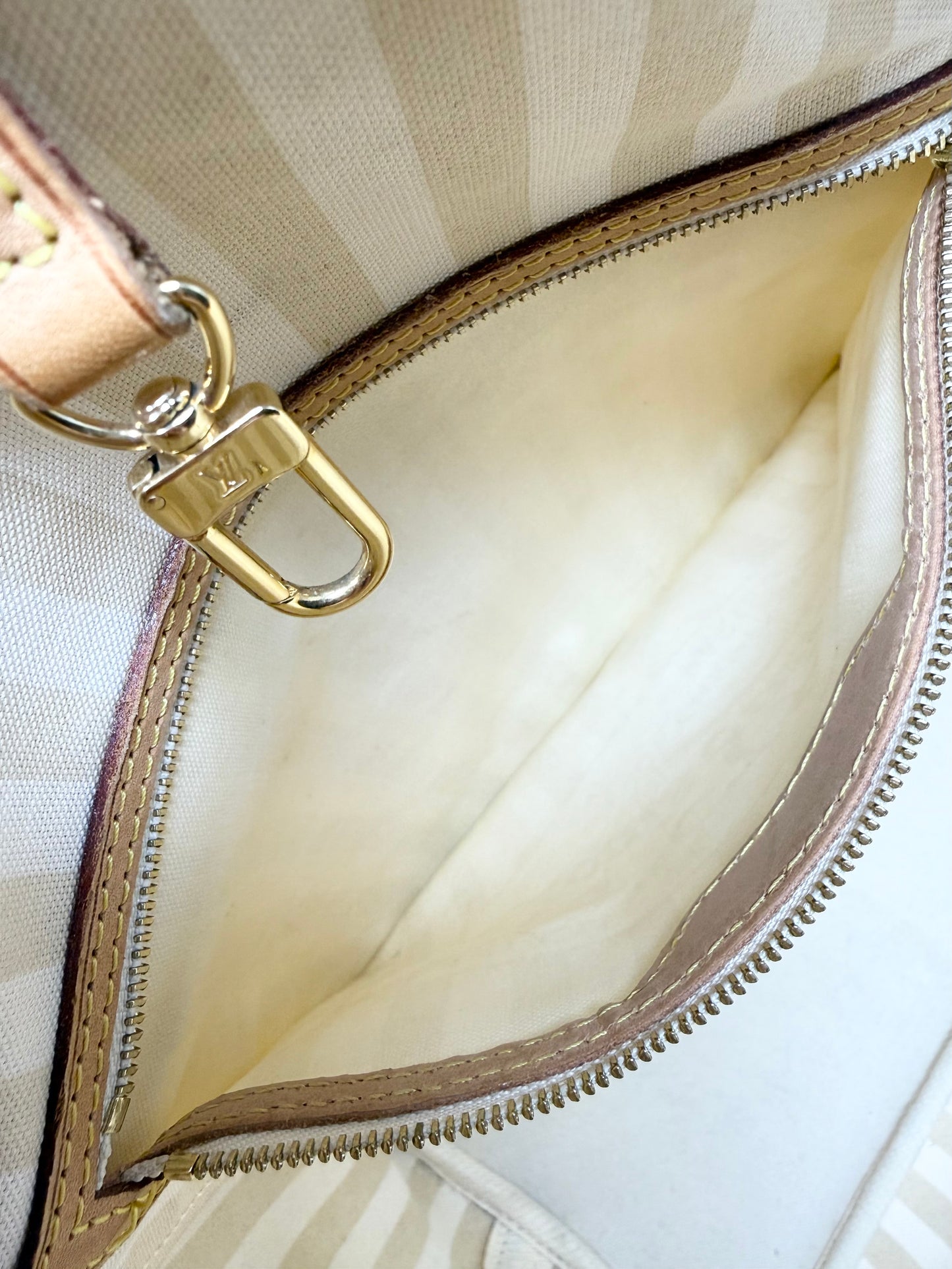 Louis Vuitton Rayures Neverfull MM Monogram Brown Cream Striped