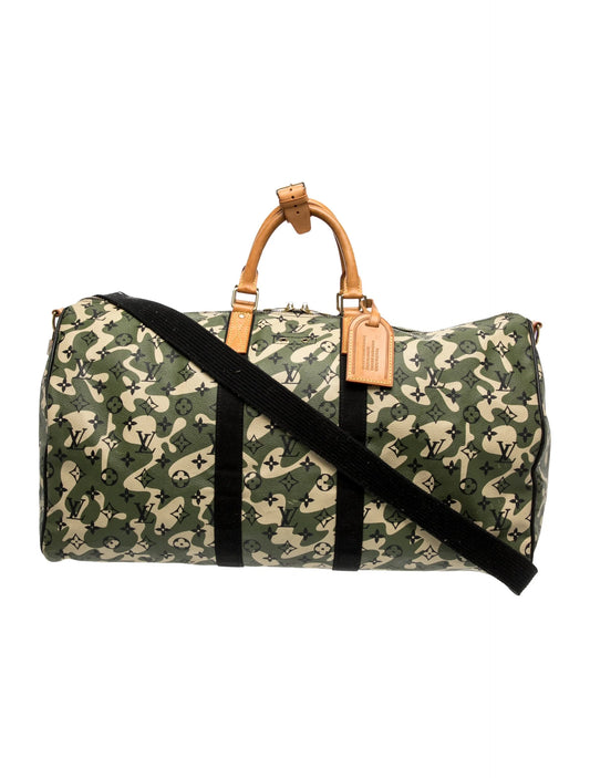 Louis Vuitton Takashi Murakami Monogramouflage Camo Keepall Bandouliere 55