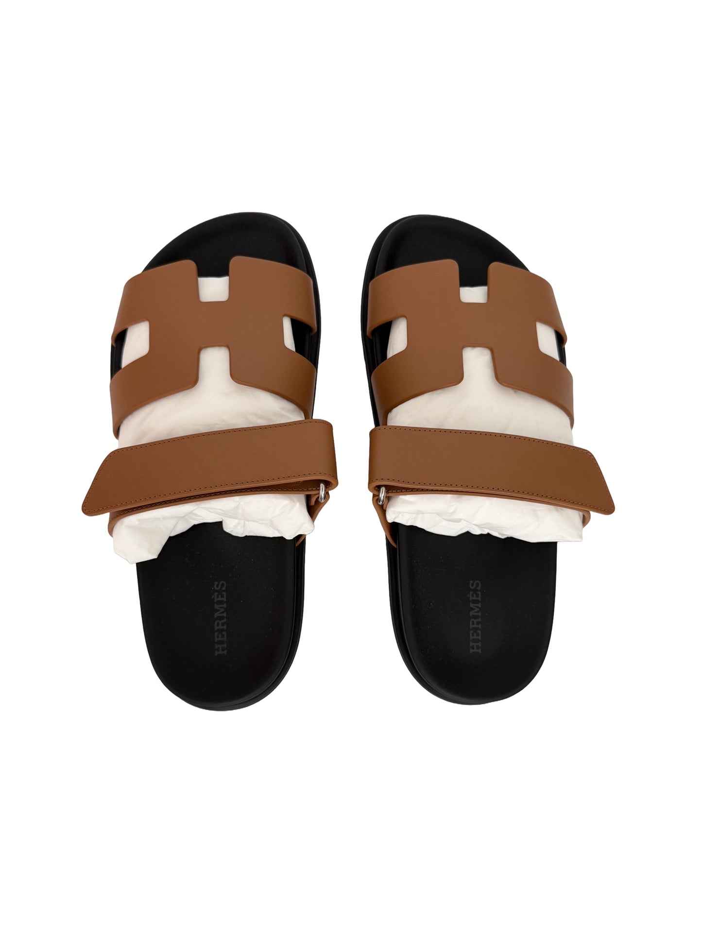 Hermes Chypre Sandals Size 37.5 Naturel Brown
